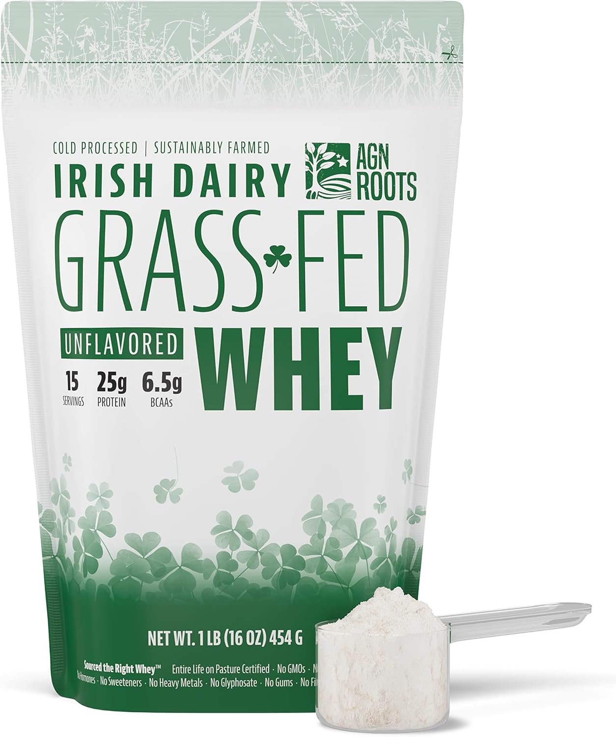 Grass Fed Whey Protein Powder Isolate – Unflavored – Unsweetened – Certified Entire Life On Pasture by A Greener World – ASPCA Registered – Informed Sport – Dairy Protein 1lbs