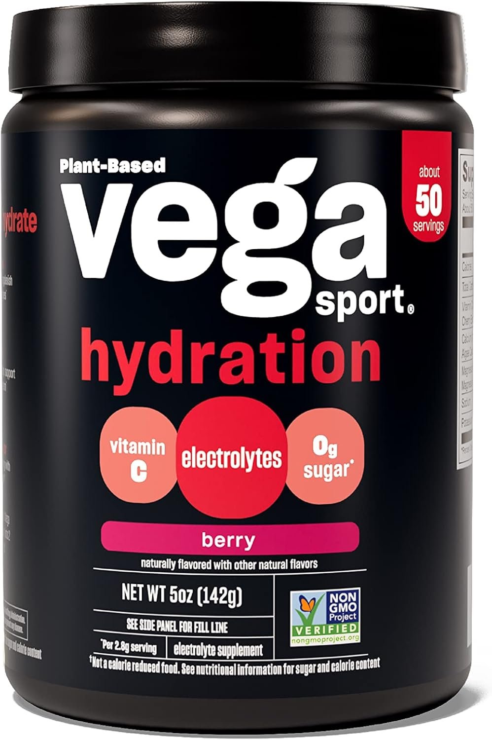 Vega Sport Hydration Electrolyte Powder, Berry – Post Workout Recovery Drink for Women and Men, Vitamin C, Vegan, Keto, Sugar Free, Dairy Free, Gluten Free, Non GMO, 5 oz