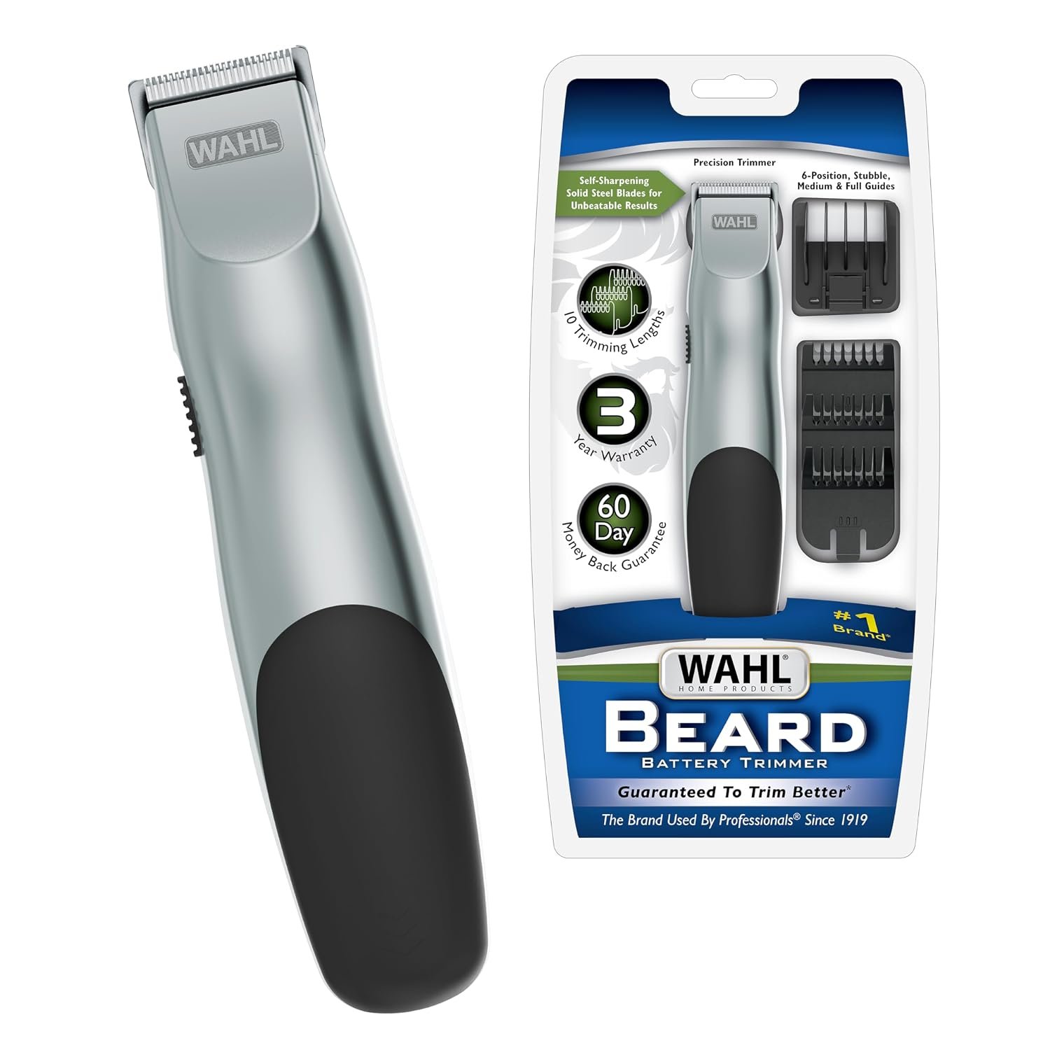 Wahl Groomsman Battery Facial Hair Trimmer for Beard & Mustache Trimming | Cordless Battery Powered Trimmer For Daily Beard & Mustache Trimming, Light Detailing & Body Grooming – Model 9906-717V