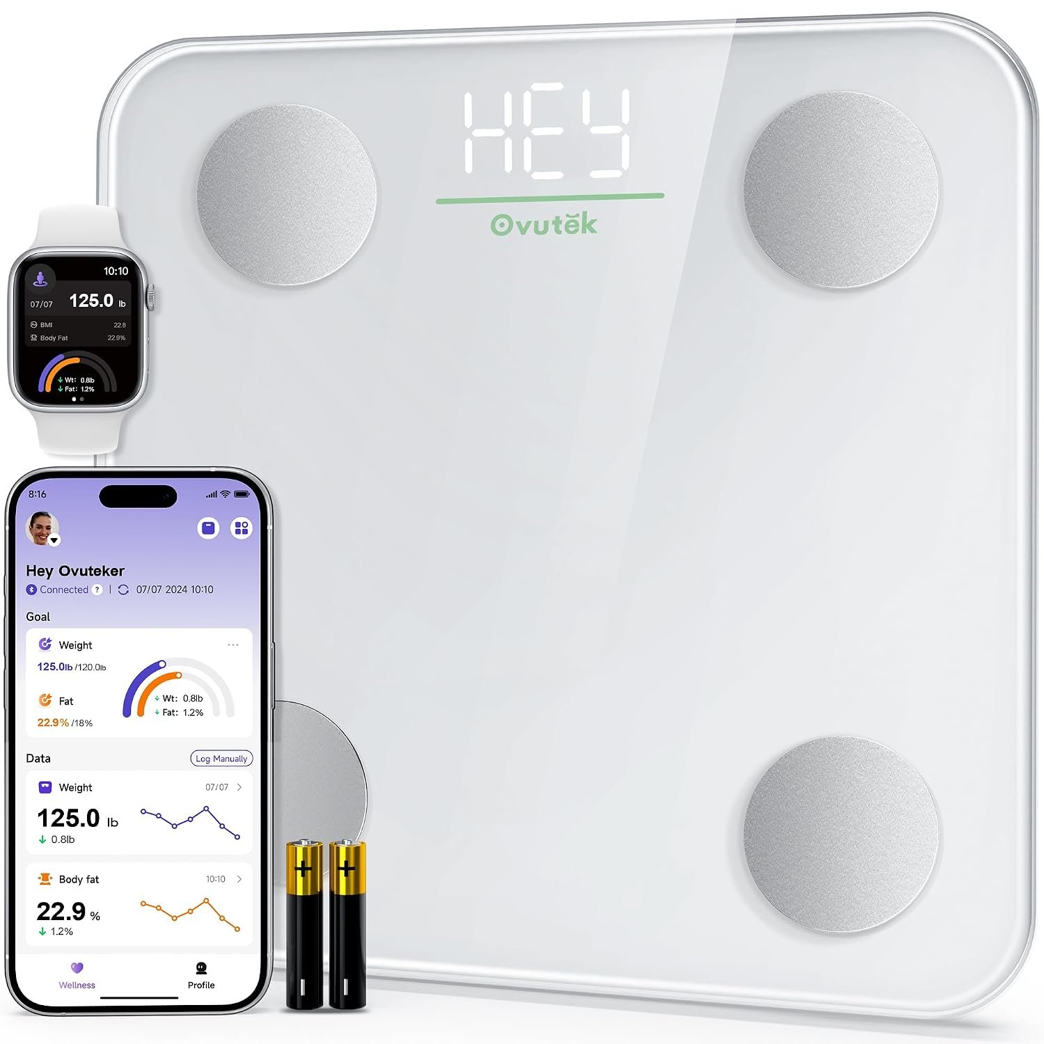 Smart Scale for Body Weight Digital Bathroom Scale with BMI Body Fat | Accurate Body Composition Scale for Home Families, Men, Women, the Elderly Use Weight Loss Tracking Compact Size 400lb