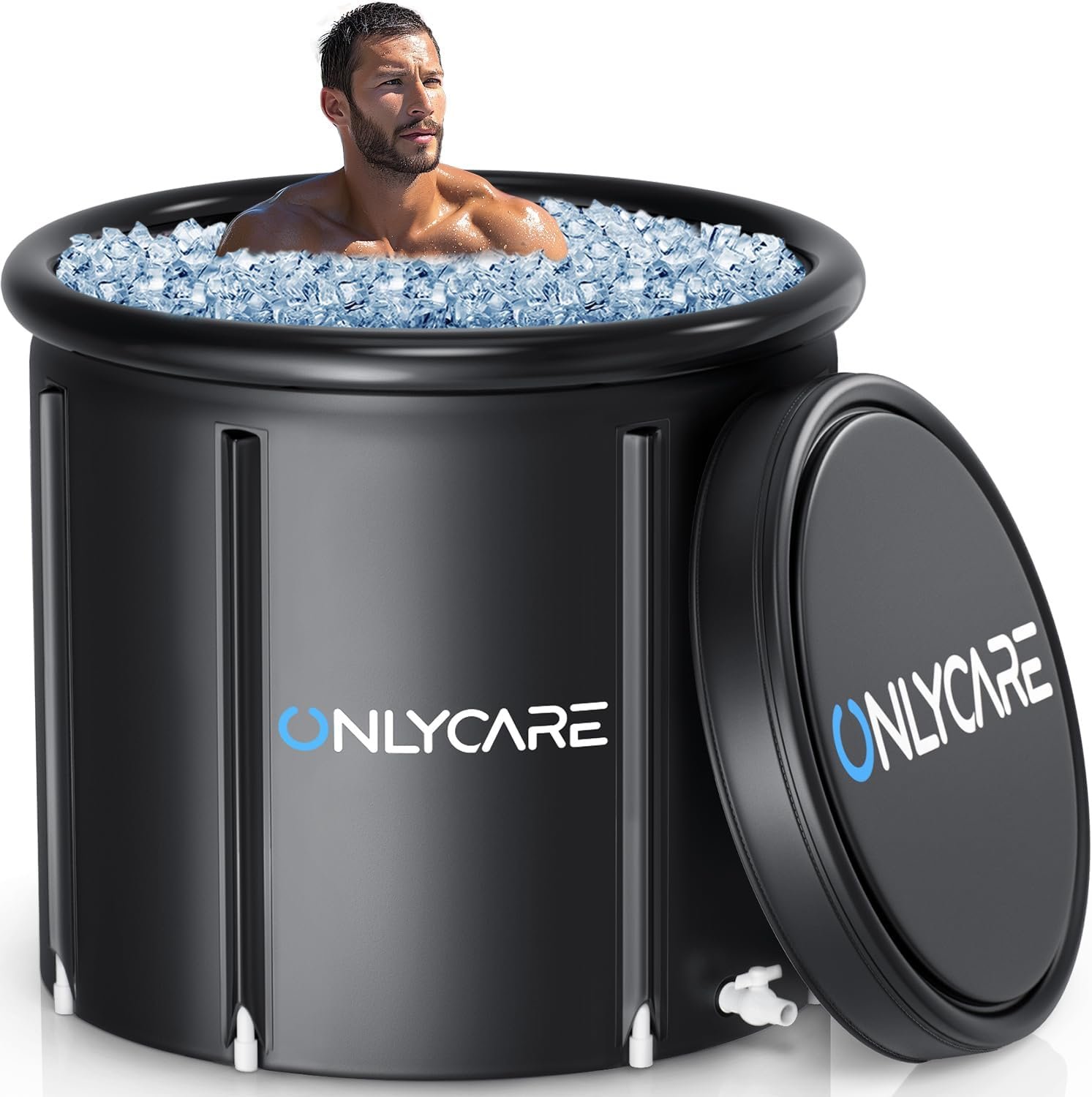 ONLYCARE Upgrade XXL 135 Gal Ice Bath Tub for Athletes – Cold Plunge Tub with Cover – Multiple Layered Cold Water Portable Ice Pod for Therapy Recovery at Home Outdoor Gym Use