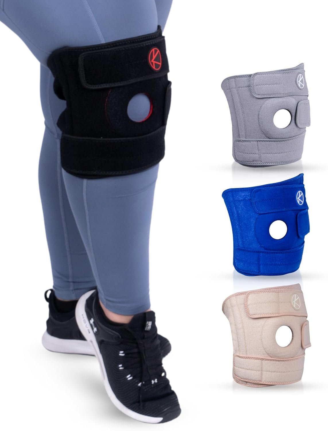 KARM Plus Size Knee Brace for Women & Men Plus Size – Adjustable Knee Support Brace for Meniscus Tear, Arthritis Pain, Compression with Side Stabilizers – Obese People (4XL/5XL/6XL Black)