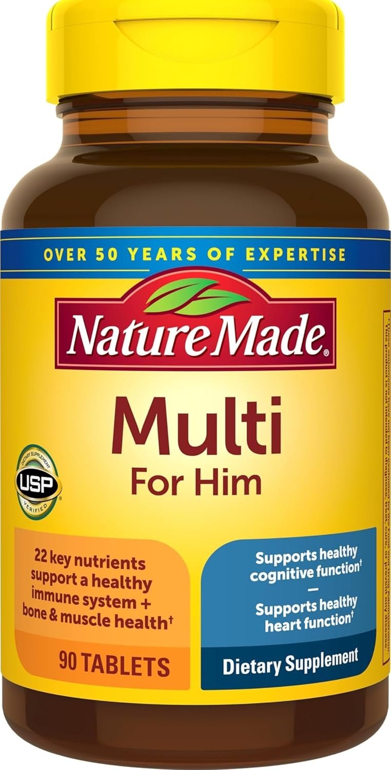 Nature Made Multivitamin for Him, Mens Multivitamin, 90 Tablets | Mens Multivitamins with No Iron for Daily Nutritional Support, Nature Made Multi Mens Vitamins & Minerals, 90 Day Supply