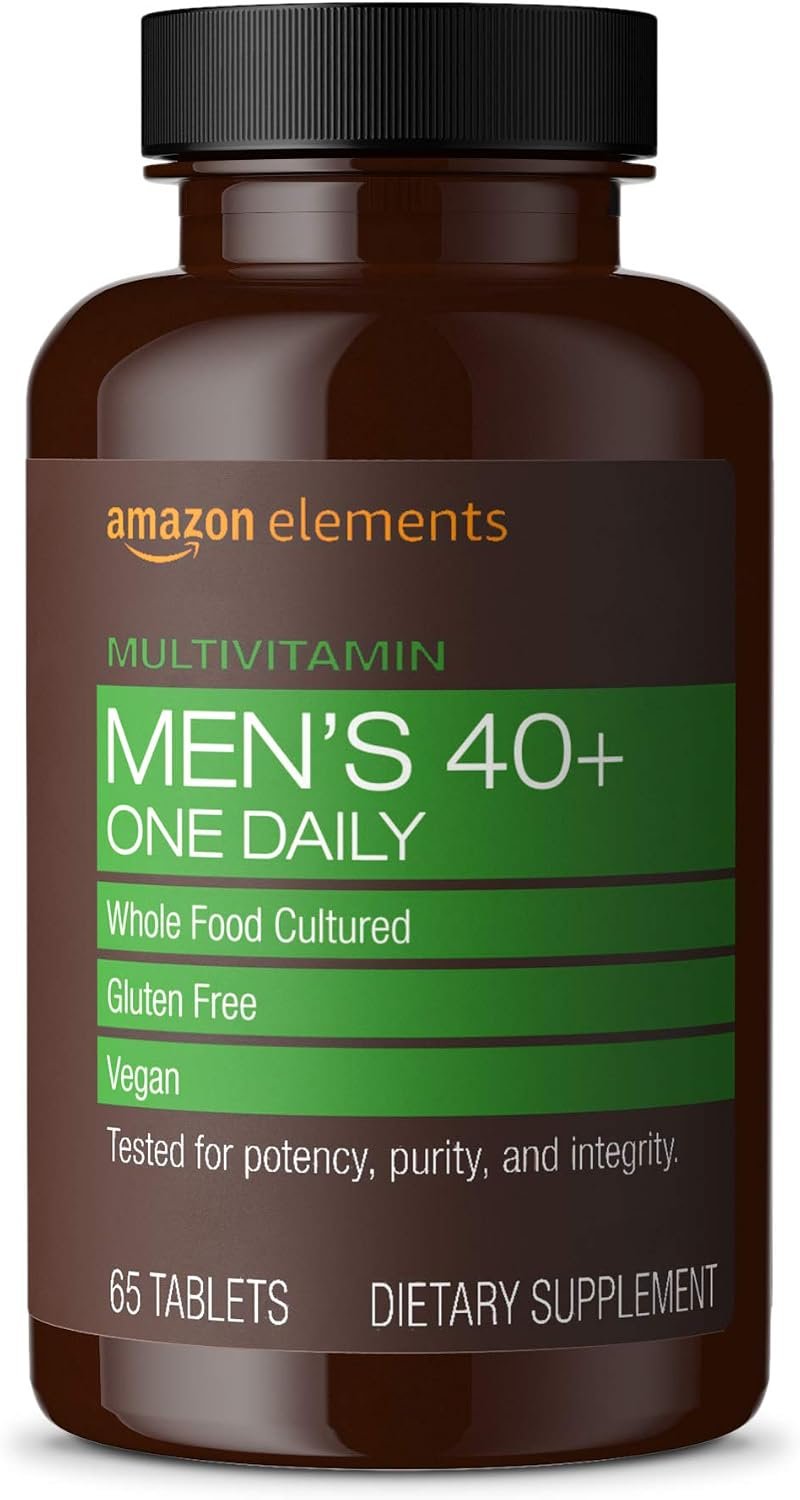Amazon Basics Men’s 40+ One Daily Multivitamin, Vegan, 65 Tablets, 2 month supply, Packaging May Vary (Previously Amazon Elements)