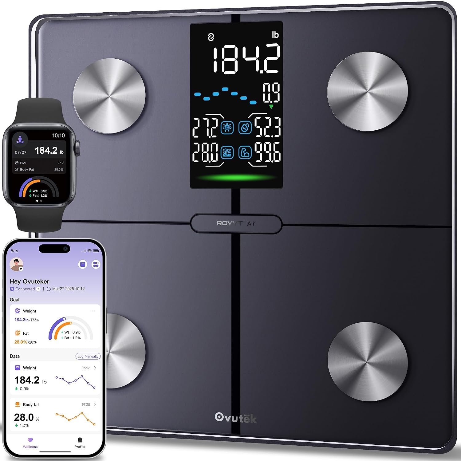Smart Digital Scale for Body Weight, Body Fat and BMI, FSA Eligible | HSA Eligible, Most Accurate to 0.05lb, Bathroom Scale Large Display Body Composition Machine with Muscle Mass Fitness App