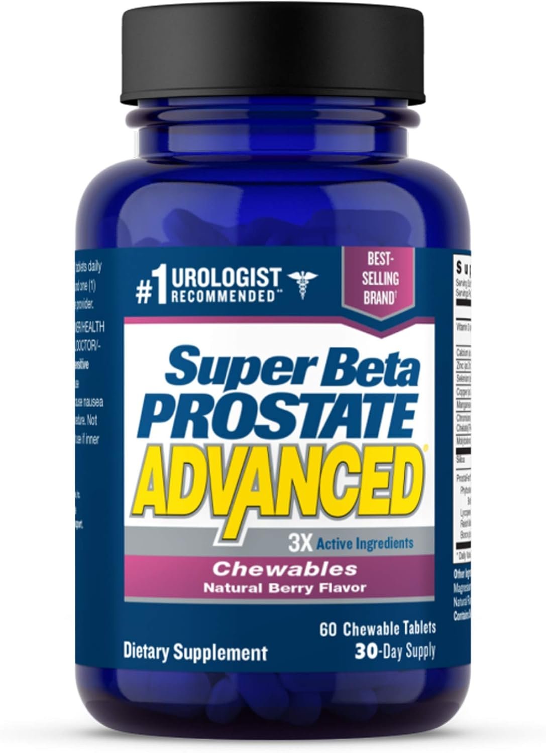 SUPER BETA PROSTATE Advanced Chewables – Prostate Supplements for Men, 60ct | Reduce Bathroom Trips, Promote Sleep, Better Bladder Emptying & Healthy Prostate