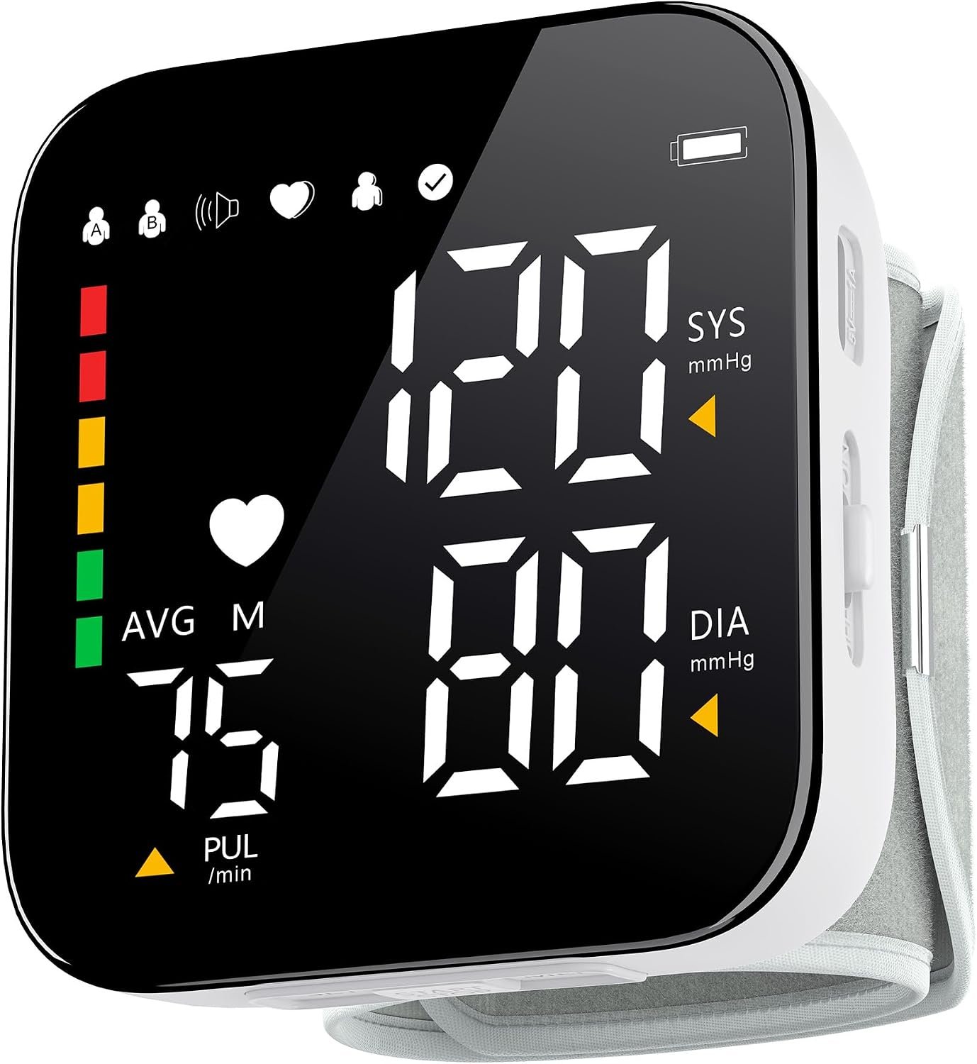 Blood Pressure Monitor Rechargeable 2×90 Memory Machine with Carrying Case | Digital BP Machine, Adjustable Wrist Cuff 5.3-7.6″, Voice Broadcast, Backlit Display, Supports USB-C Charging for Home Use