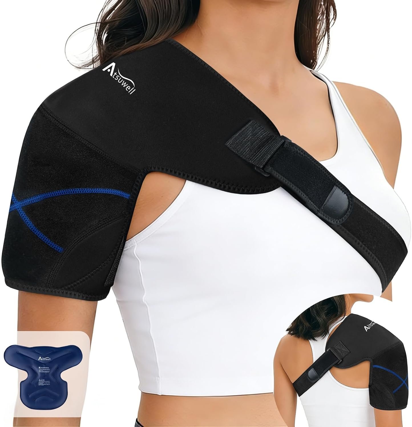 Shoulder Ice Pack Wrap & Brace for Rotator Cuff Cold Therapy, S | 20-Min Cold Gel Therapy, Bursitis & Sport Strain Relief, Adjustable Strap, Post-Workout & Surgery Recovery for Men & Women