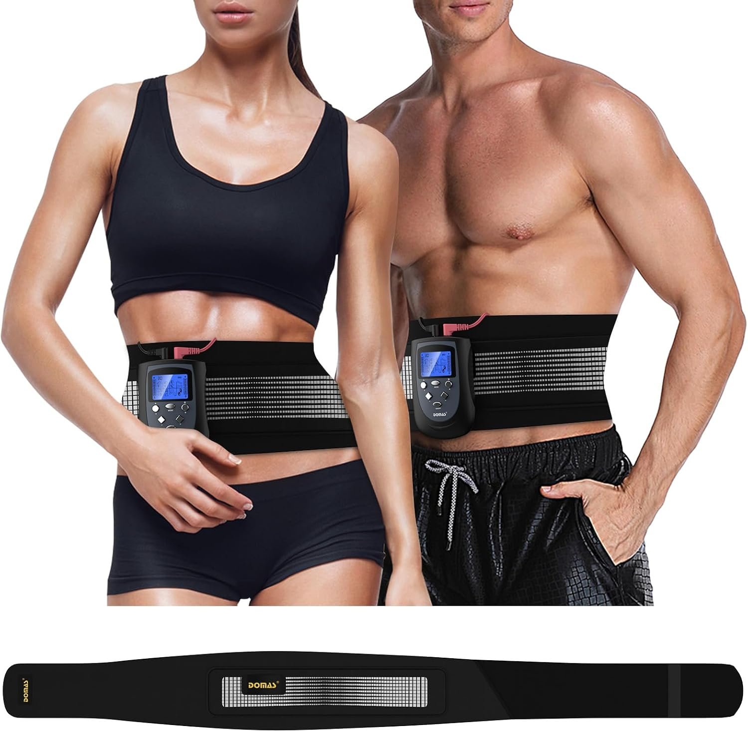 Ab Belt EMS Abs Stimulator Muscle Toner, Electronic Abdominal Toning Belt, Portable Stomach Workout Training Device for Men and Women