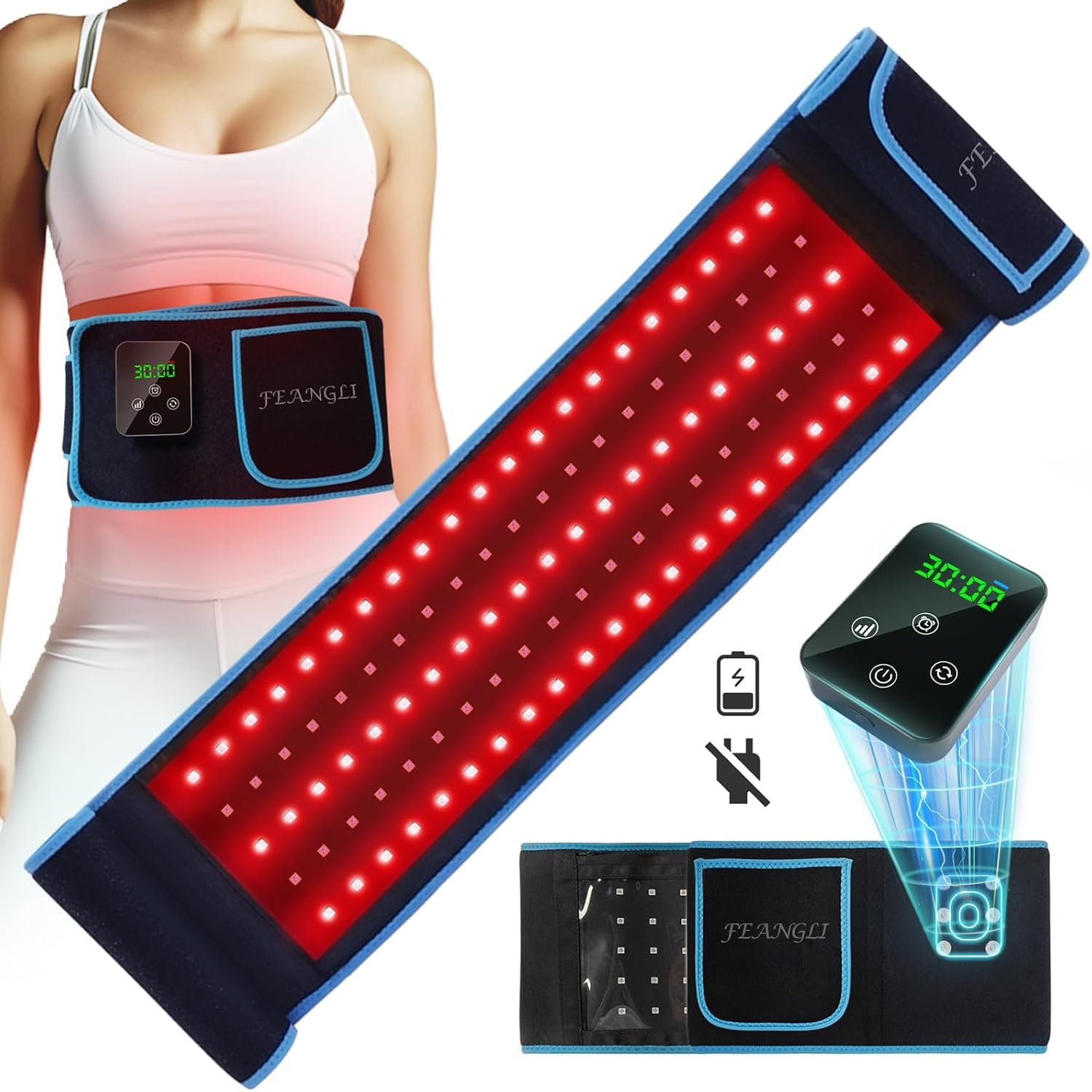 Wireless Red Light Therapy Belt with 5000mAh Battery 850nm 660nm for Body | Wearable Infrared Light Therapy Wrap with Timer Home Use for Waist Lower Back Should Knee, Gift for Women Men(Cordless)