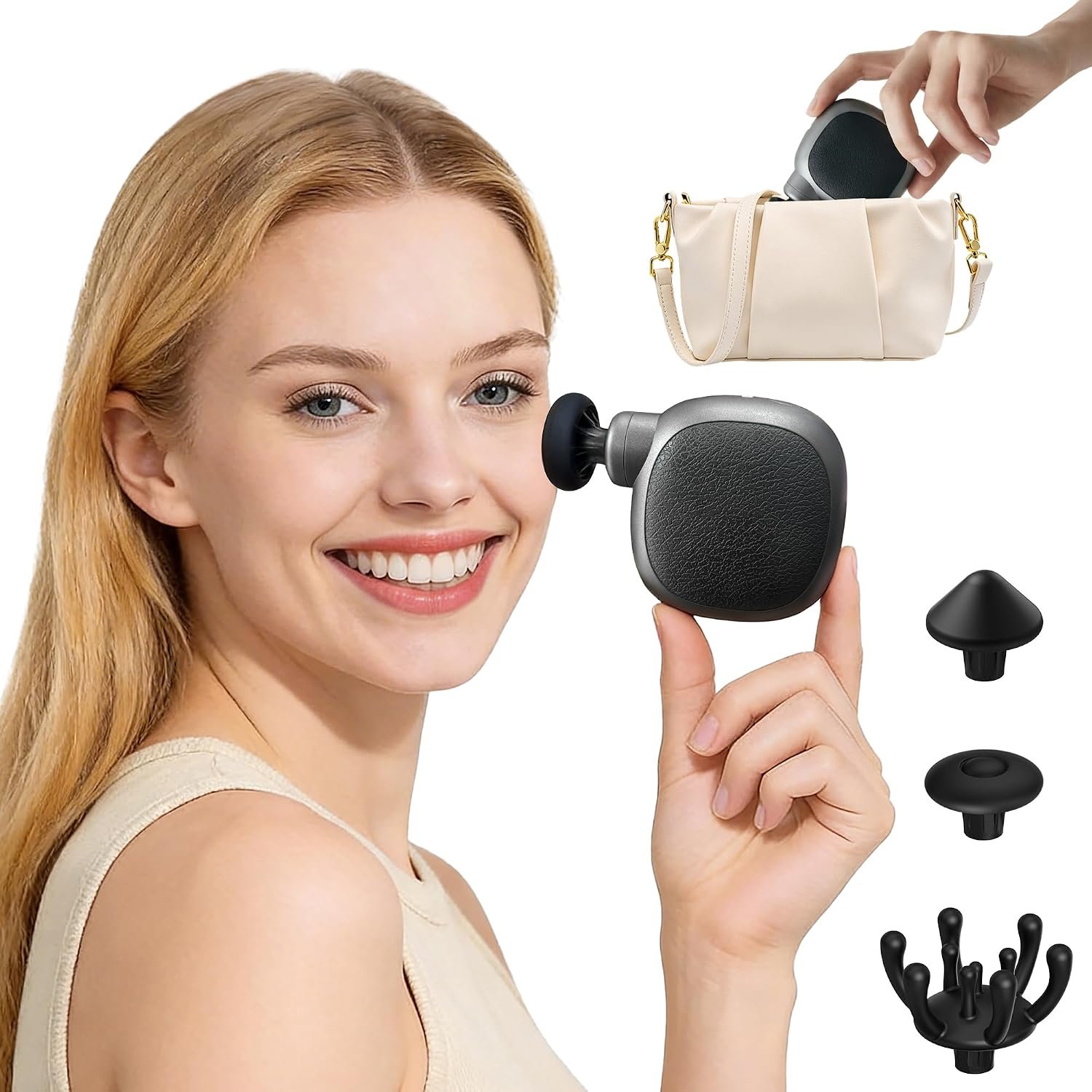 Mini Massage Gun, Small Handheld Muscle Massager for Face Neck Scalp | Palm-Sized Deep Tissue Travel Massage Gun, Pocket Massage Gun Portable, Lightweight, Quiet, USB-C, Gift for Women & Men
