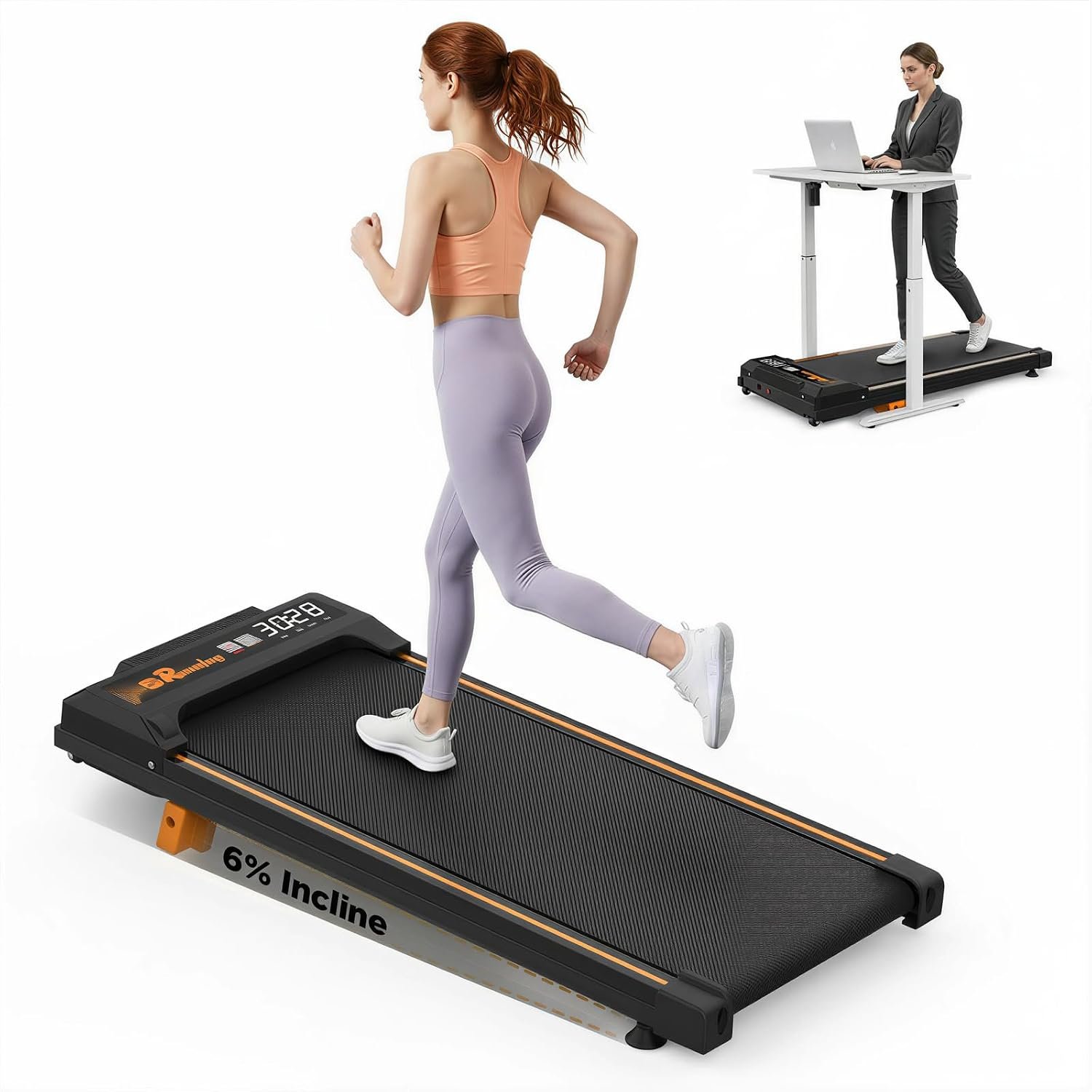 Lastforever Under Desk Walking Pad Treadmill with Incline for Office,Portable Walking Machine for Home with Remote Control, LED Display,300 Lbs Capacity,2.5HP Powerful & Quiet Motor
