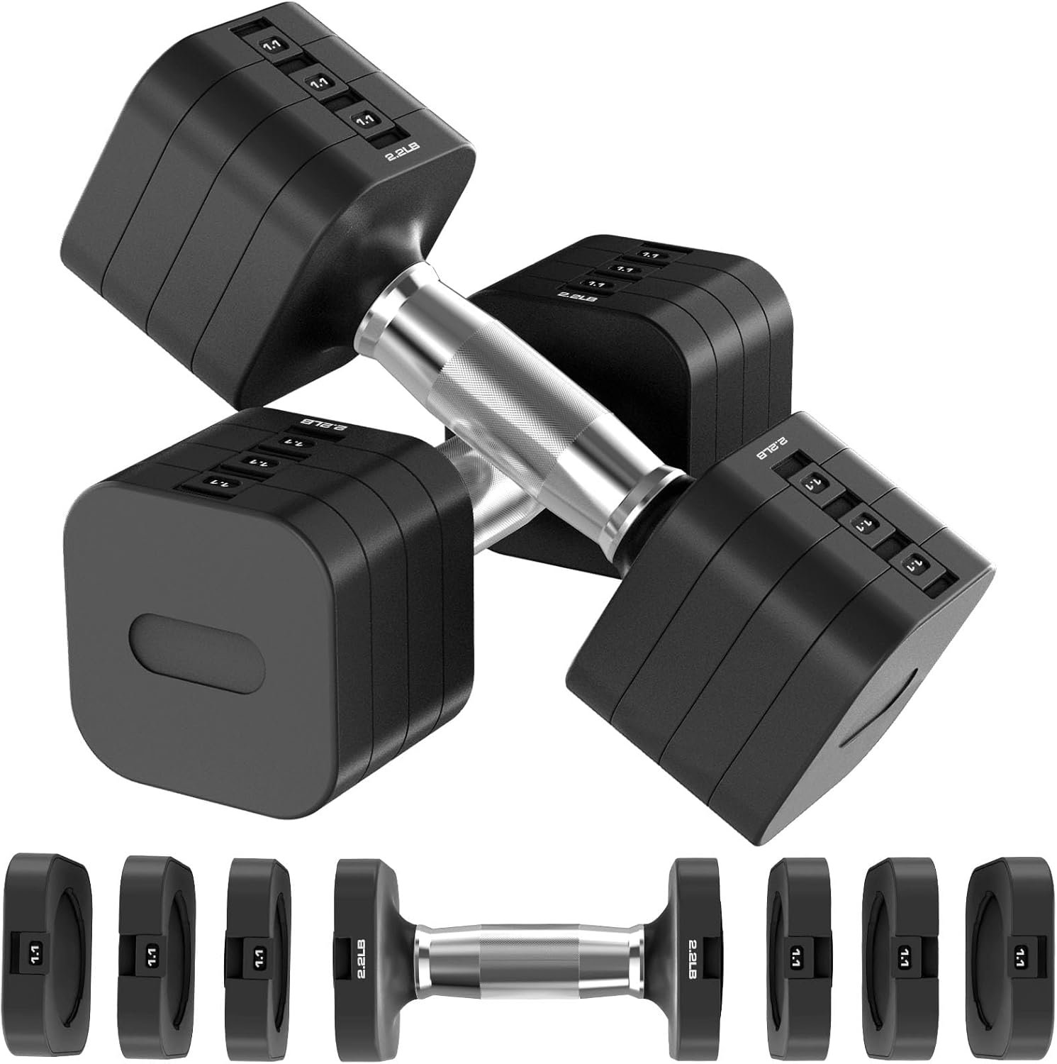 Hezeyferg Adjustable Dumbbell Set,Adjustable Weight Dumbbells for Women/Men | 17.6LB/22LB/26.4LB/30.8LB for Choices, with Multiple Levels, Hand Weights Sets for Home Gym Full Body Workout