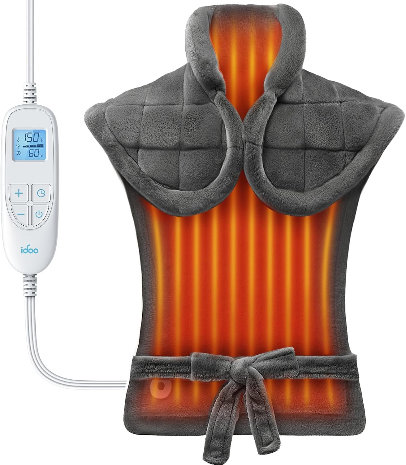iDOO Weighted Heating Pad for Neck, Shoulders & Back | Large Electric Heat Pad for Back, 6 Heat Levels, Birthday Gifts for Men & Women, FSA Eligible HSA Items, 24 x 33-inches