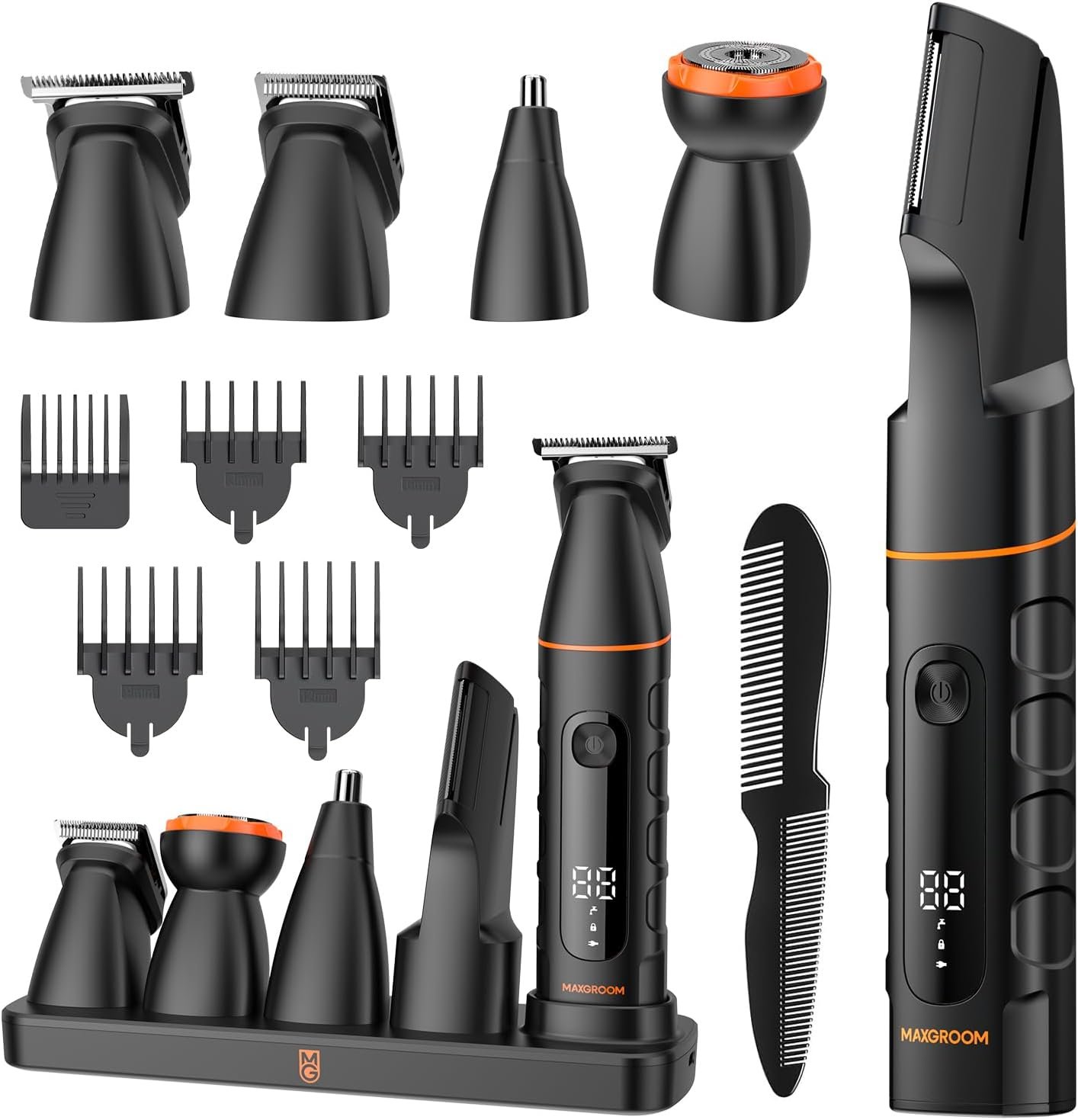 Manscape Upgraded Body & Pubic Hair Trimmer for Men, Waterproof Ball Shaver | All-in-one electric mens grooming kit, no nick no irritation, large-capacity battery, IPX6, LED display, USB-C charging dock