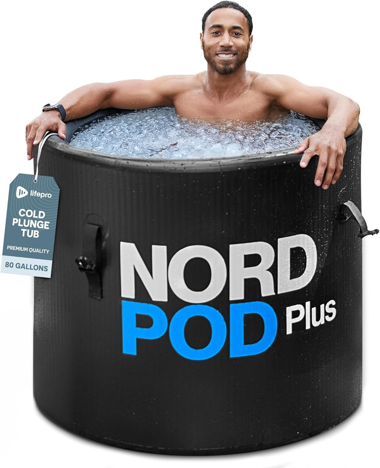 Lifepro NordPod Ice Bath Tub Portable Cold Plunge Water Therapy Pool | Thermal insulated indoor or outdoor recovery tub for athletes includes an all-weather lid, 8 legs, pump, and storage bag
