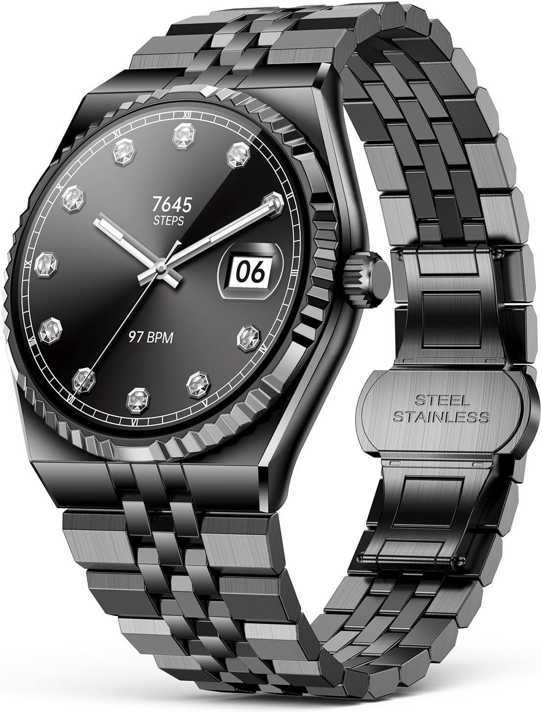 Luxury Smart Watch for Men, Bluetooth Calls, Activity Tracker, Android iOS | 1.32″ AMOLED, 24/7 Heart Rate/Blood Oxygen/Blood Pressure/Sleep Monitor, 160+ Sports Modes, Pedometer, IP68 Waterproof, 40mm