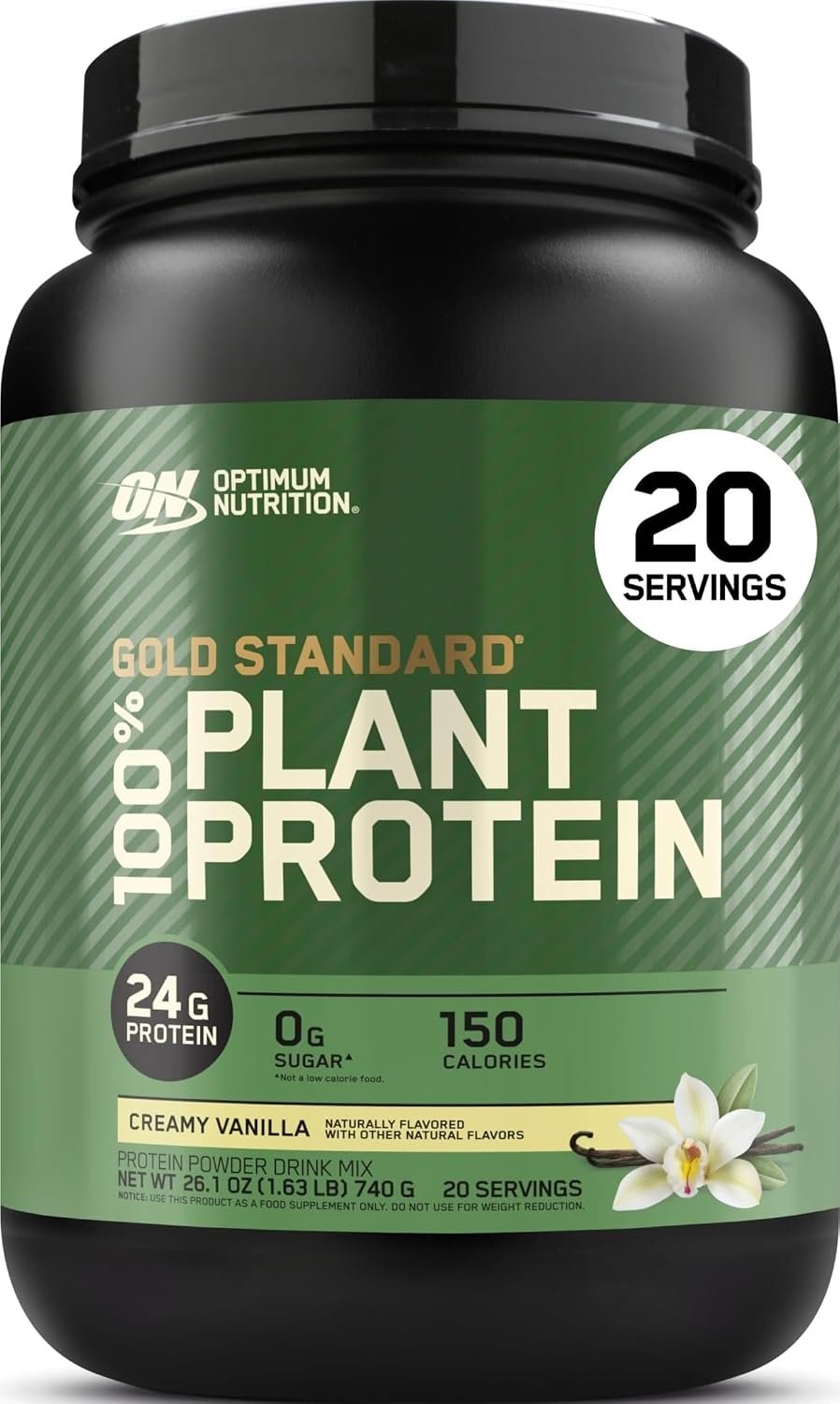 Optimum Nutrition Gold Standard 100% Plant Based Protein Powder, Gluten Free, Vegan Protein for Muscle Support and Recovery with Amino Acids – Creamy Vanilla, 20 Servings (Packaging May Vary) | Vegan Plant Protein Powder Blend with Pea, Rice & Fava Bean, 24g Protein & All 9 EAAs per Serving, Gluten Free, Easy Mixing