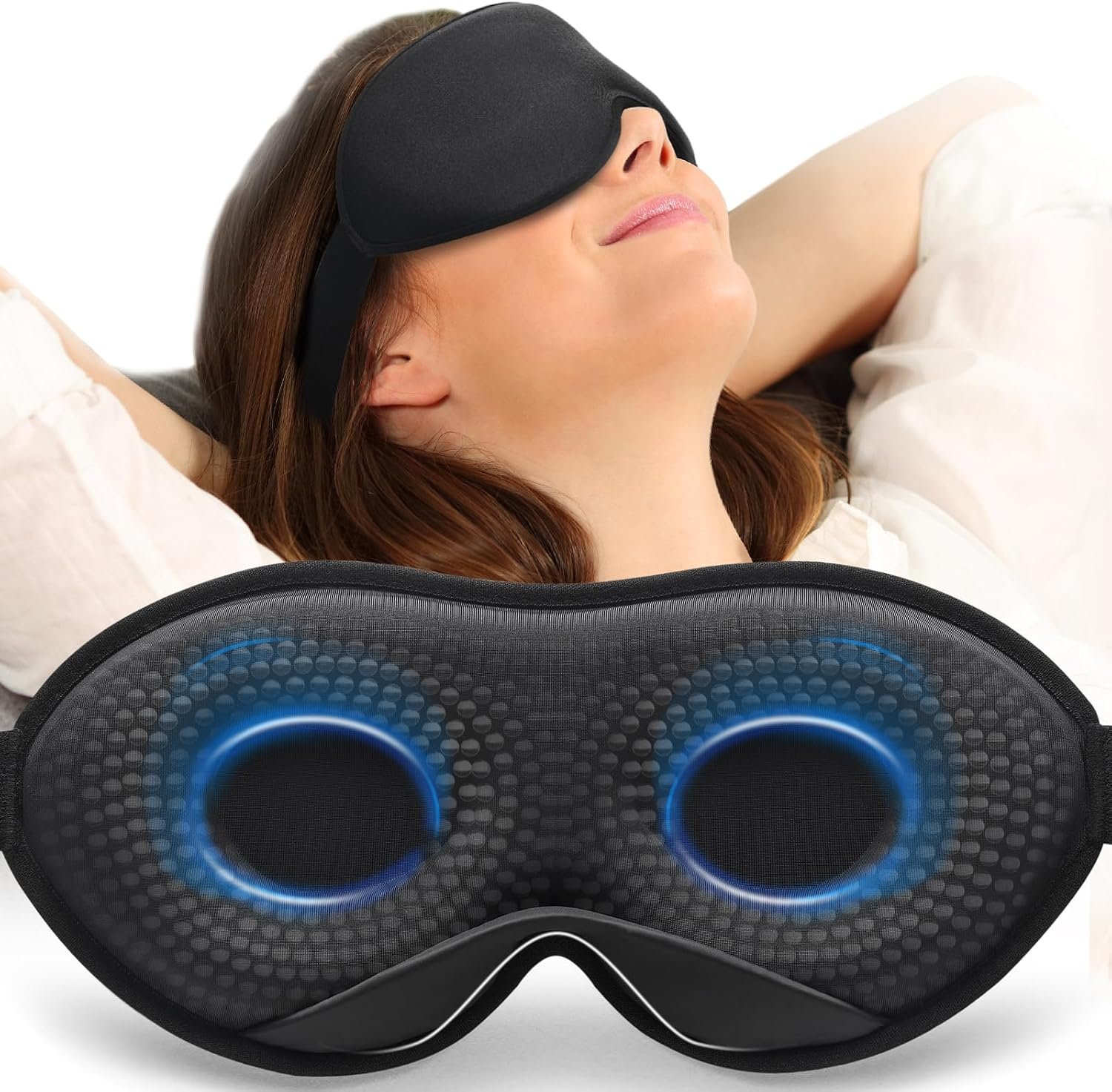 MABAO Weighted Sleep Mask, 100% Blackout Blindfold for Sleeping, Black | 3D Contoured for Lash Extension, Zero Eye Pressure for Women Men, Memory Foam Cover, Soft Gentle Pressure, Blindfold, Travel