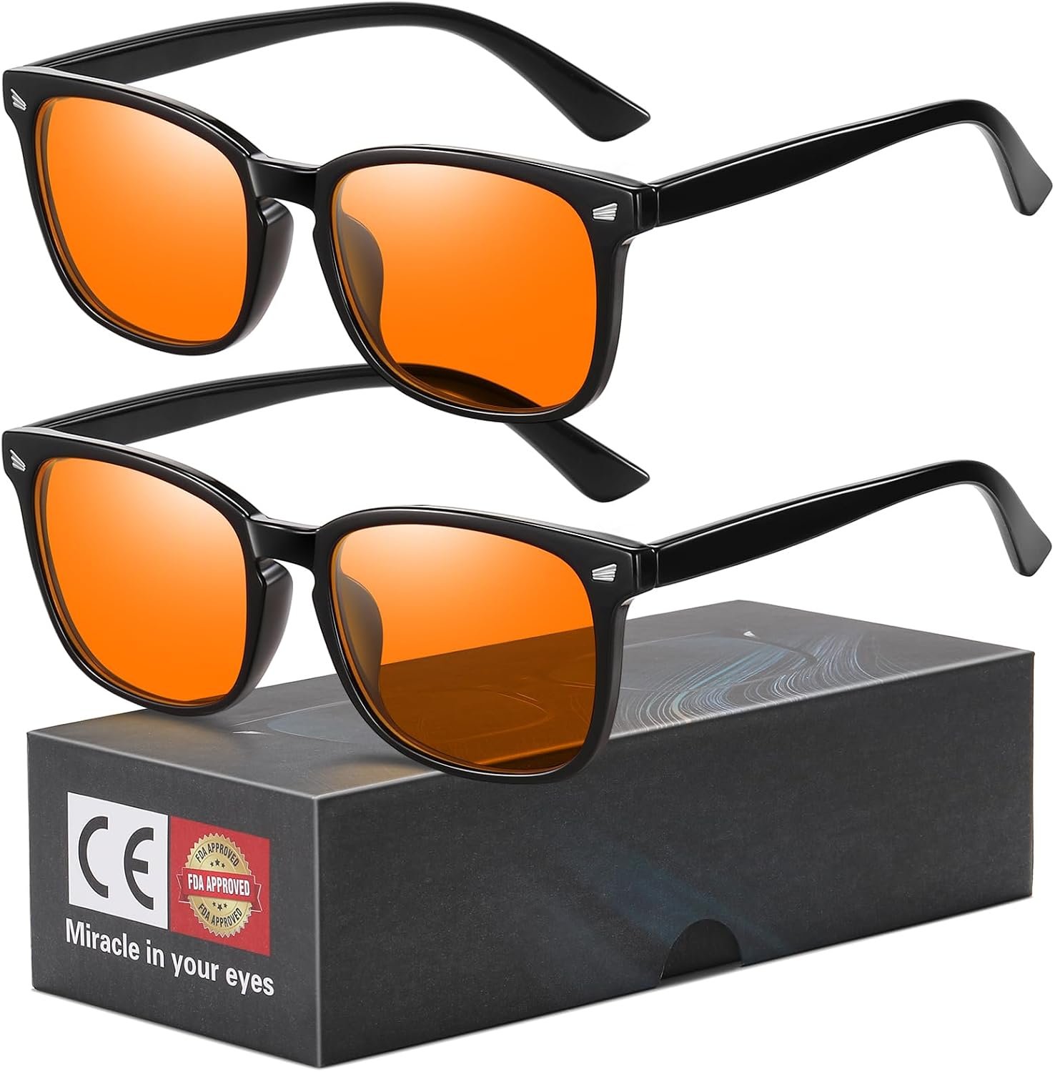 Okany Blue Light Blocking Glasses for Gaming & Sleep – Dual Lens Amber Day & Red Night Glasses, Block 99% Blue Light