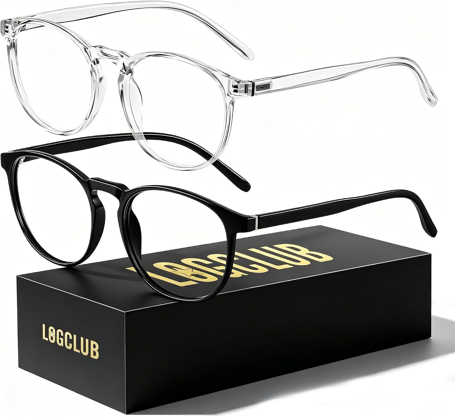 2 Pack Blue Light Glasses For Woman/Men Blue Light Blocking Glasses, Retro Round Anti Eyestrain Computer Glasses, L31blacktou