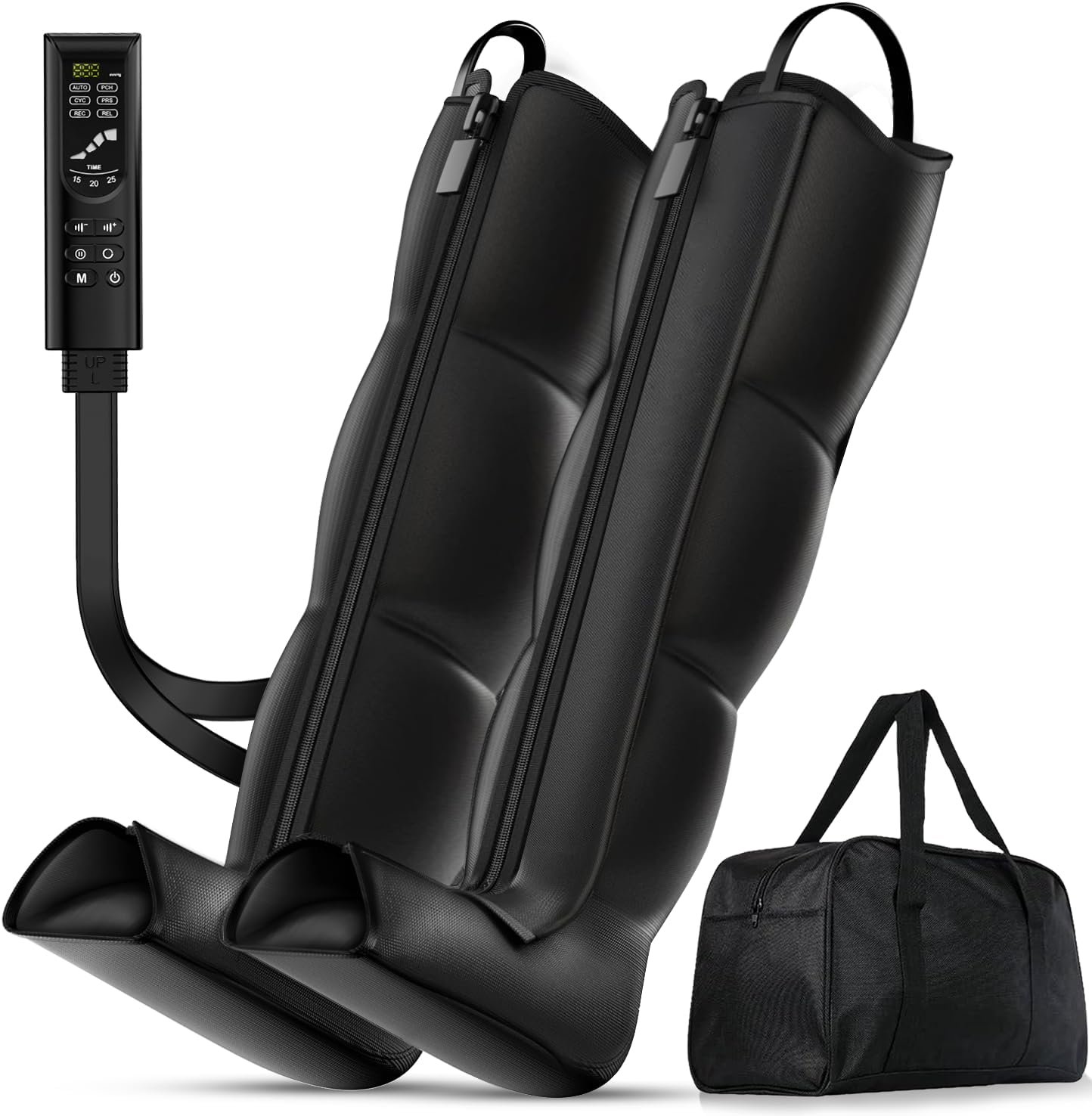 Leg Compression Boots: Full Leg Compression Massager with 6 Modes, 8 Intensities, 3 Timers – Relaxation Pressure for Muscle Soreness – FSA Eligible Gift for Mom, Dad (Black, Medium)