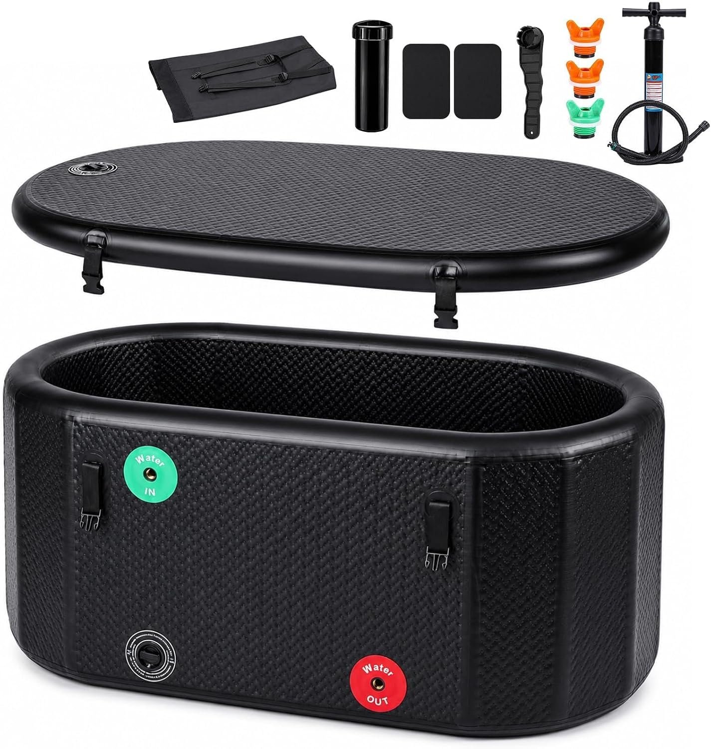 170 Gallon Cold Plunge Tub Compatible with Chiller Systems | Inflatable Ice Bath Tub for Easy Setup Portable, Premium Material Superior Ice Retention, Ideal for Athlete and Enthusiasts