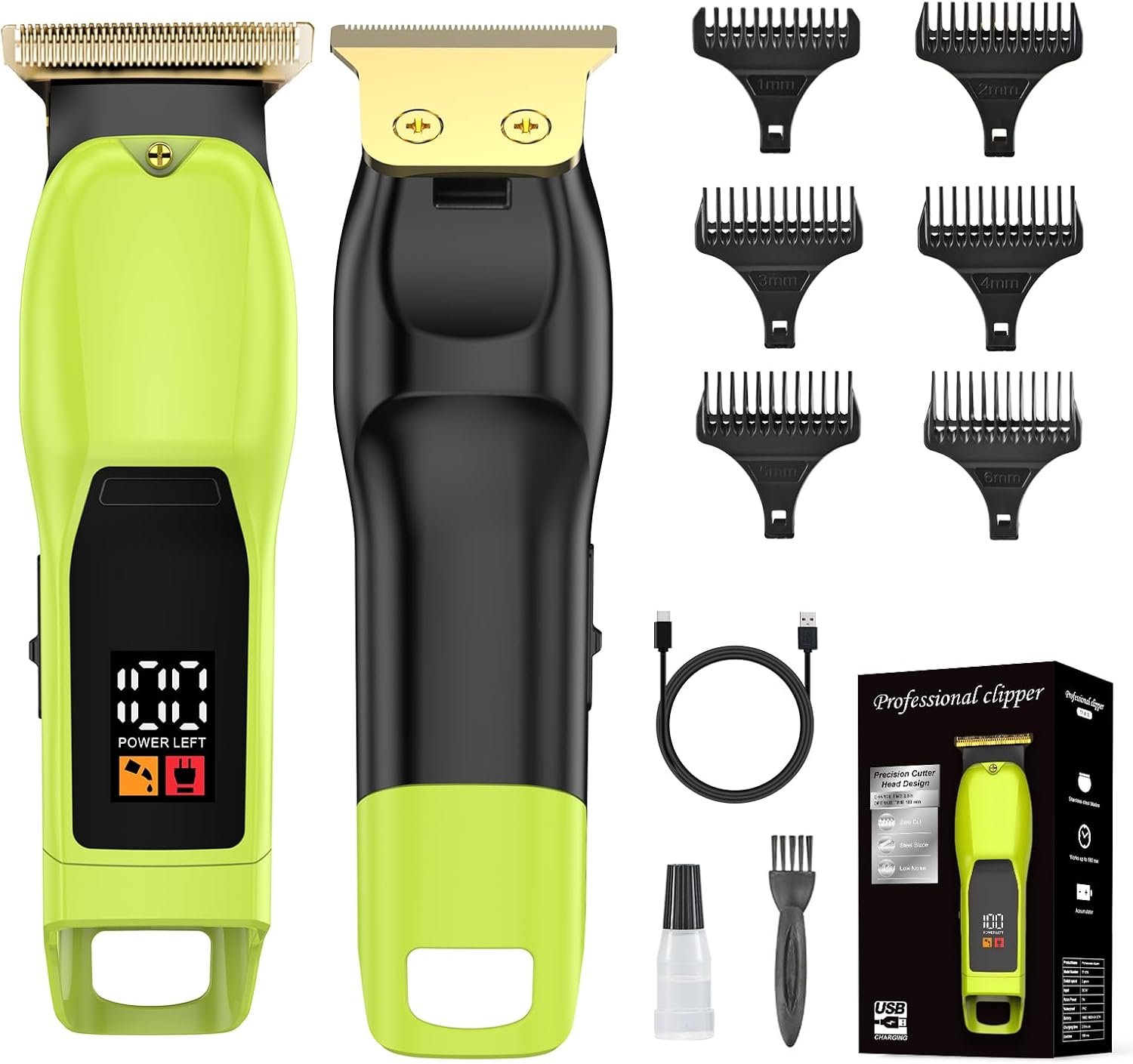Beard Trimmer for Men, Rechargeable Cordless Hair Clipper with LED Display & Hangable Design, 180min Runtime, 6 Combs, Type-C Charging for Face, Neck, Groin & Manscaping, Ideal Gift