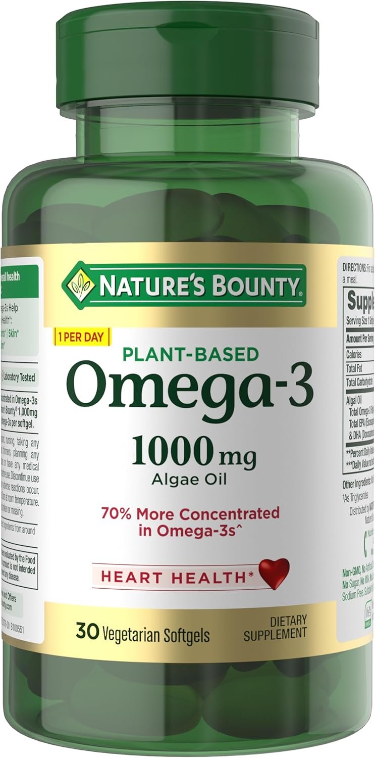 Nature’s Bounty Omega 3, Plant-Based Omega 3 Fatty Acid Supplement, 30 Ct