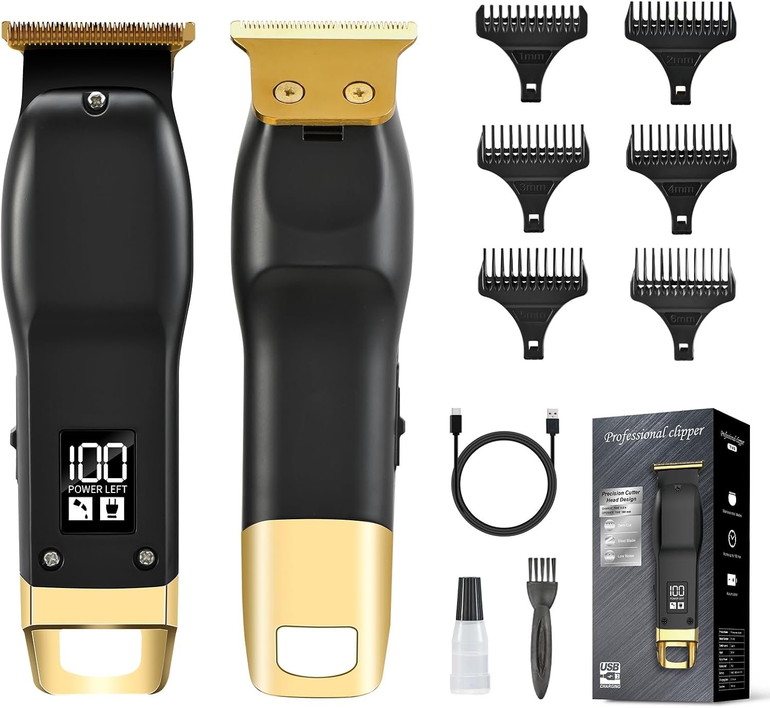 Beard Trimmer for Men – Rechargeable Men’s Hair Clippers & Razor, Cordless Hair Trimmer & Shaver for Face, Neck, Groin & Manscaping, Ideal Gift for Men, Black