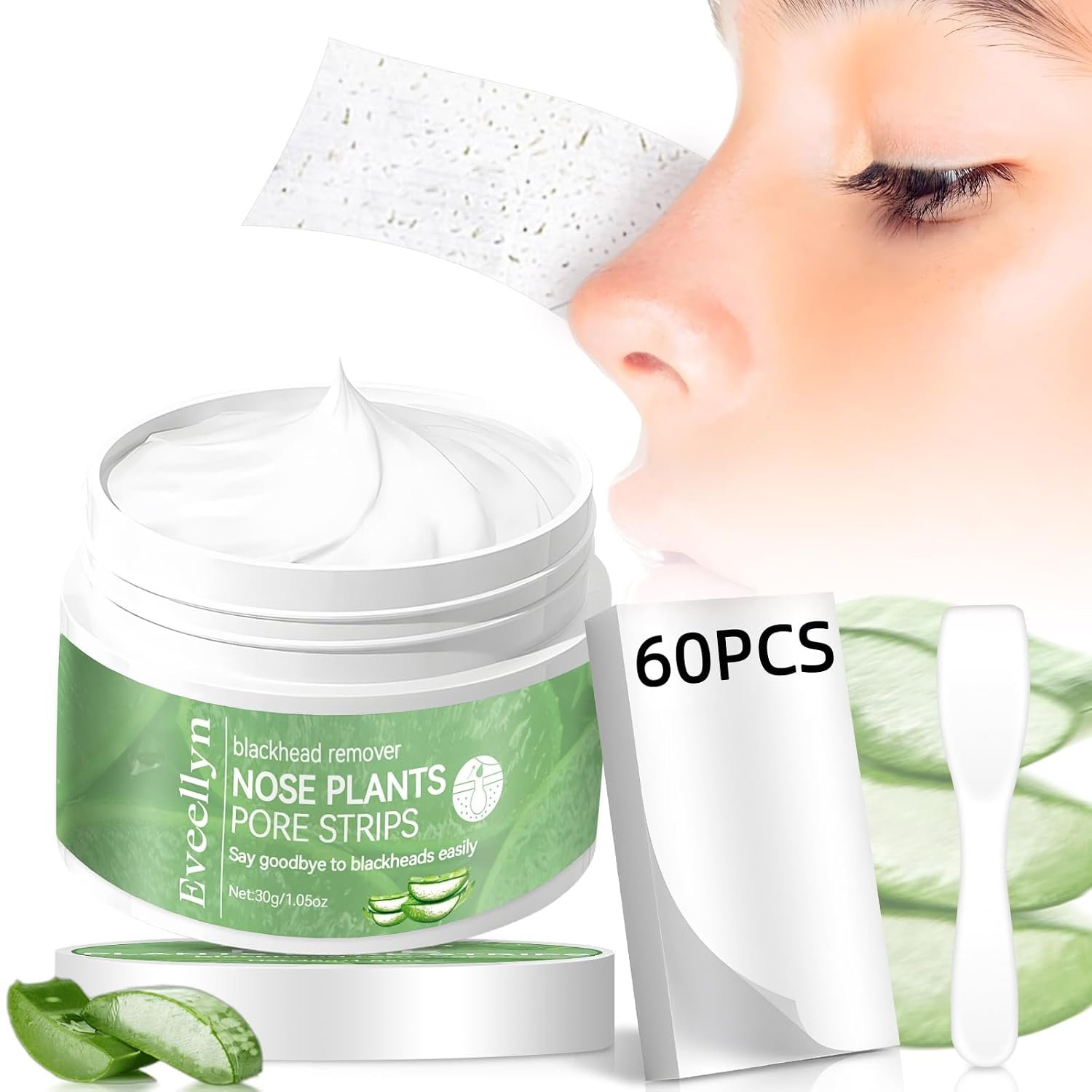 Blackhead Remover Mask, Nose Pore Strips 60 pcs, Removes Impurities and Excess Oil,Deep Cleansing Pore Strips for Blackheads,Tighten Pores for All Skin Type,for Women and Men 30g