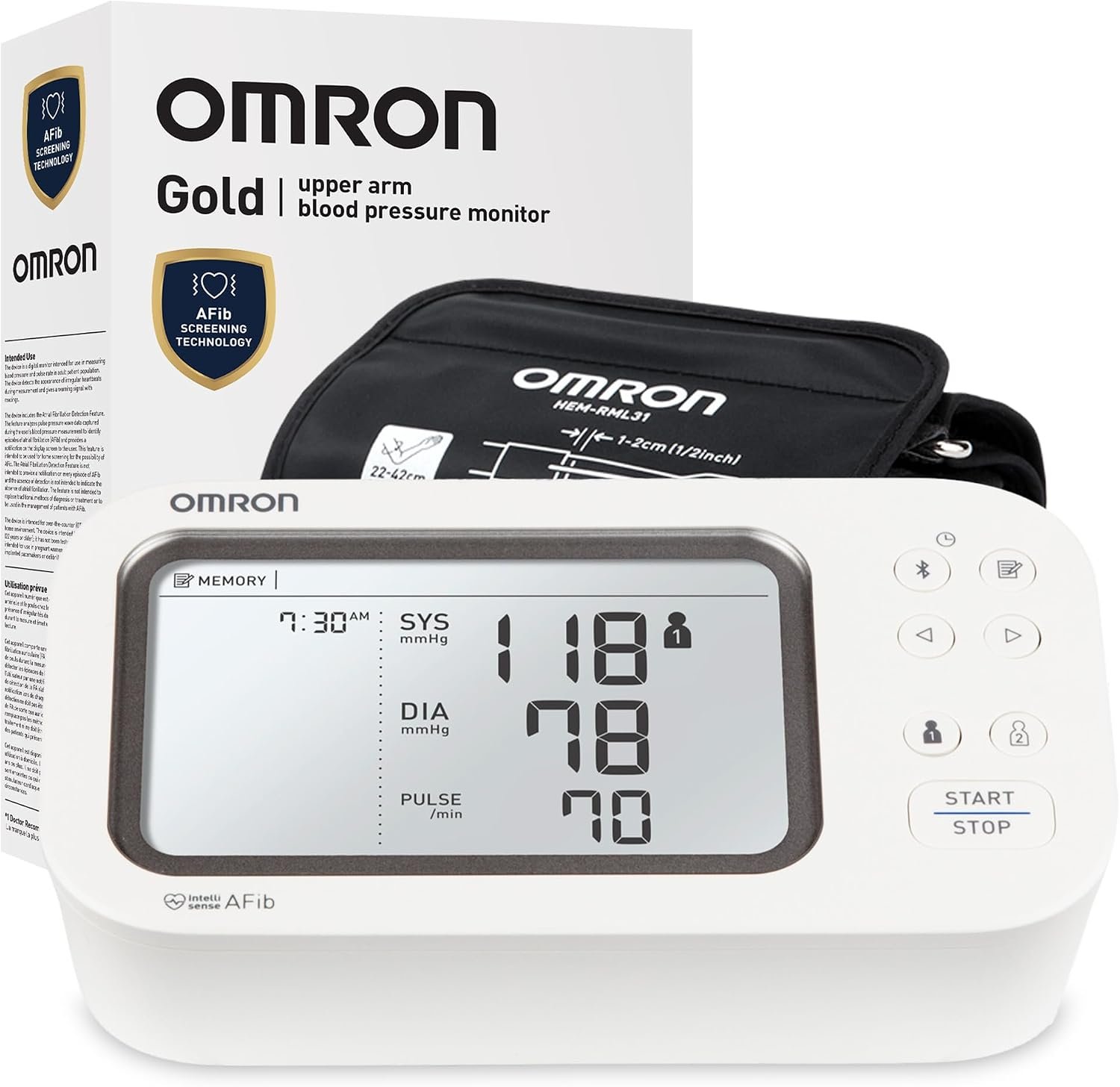 OMRON Gold Blood Pressure Monitor & Upper Arm Blood Pressure Cuff | For Home Use – #1 Doctor & Pharmacist Recommended Brand – Clinically Validated – AFib Detection – Connect App