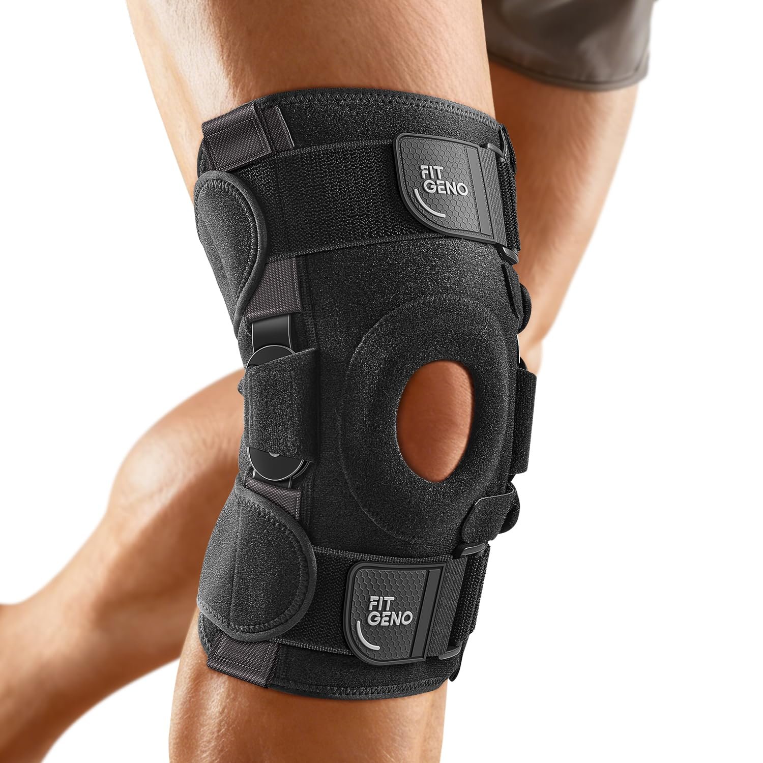Fit Geno Hinged Knee Brace for Meniscus Tear, Men & Women, Side Stabilizers | Dual Side Stabilizers and Hinges Support Your Knee Joint, Helping Limit Unwanted Side-to-Side Movement During Recovery