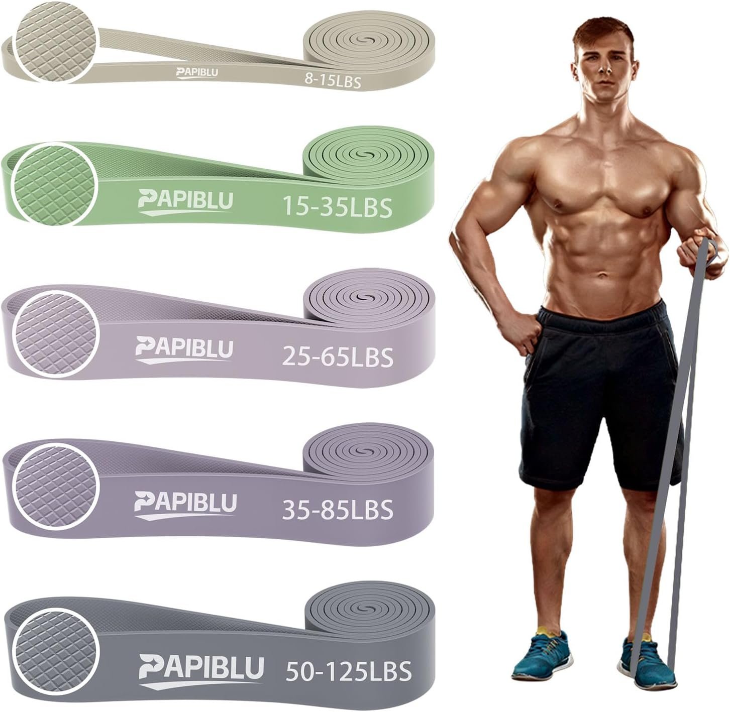Pull Up Bands, Resistance Bands Set for Pull-Up Assistance, Exercise Bands with Door Anchor & Grip Pads for Men & Women Working Out, Physical Therapy, Muscle Training