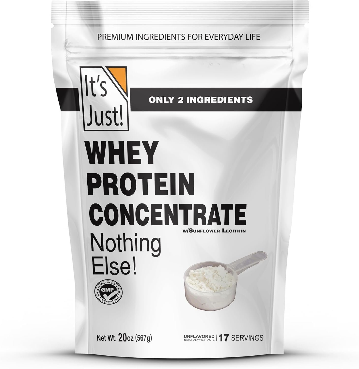 It’s Just! – 100% Whey Protein Concentrate, GLP-1 Friendly, Made in USA, No RBST/rBGH Hormones, Premium WPC-80, No Added Flavors or Artificial Sweeteners (1.25 Pound, Unflavored)