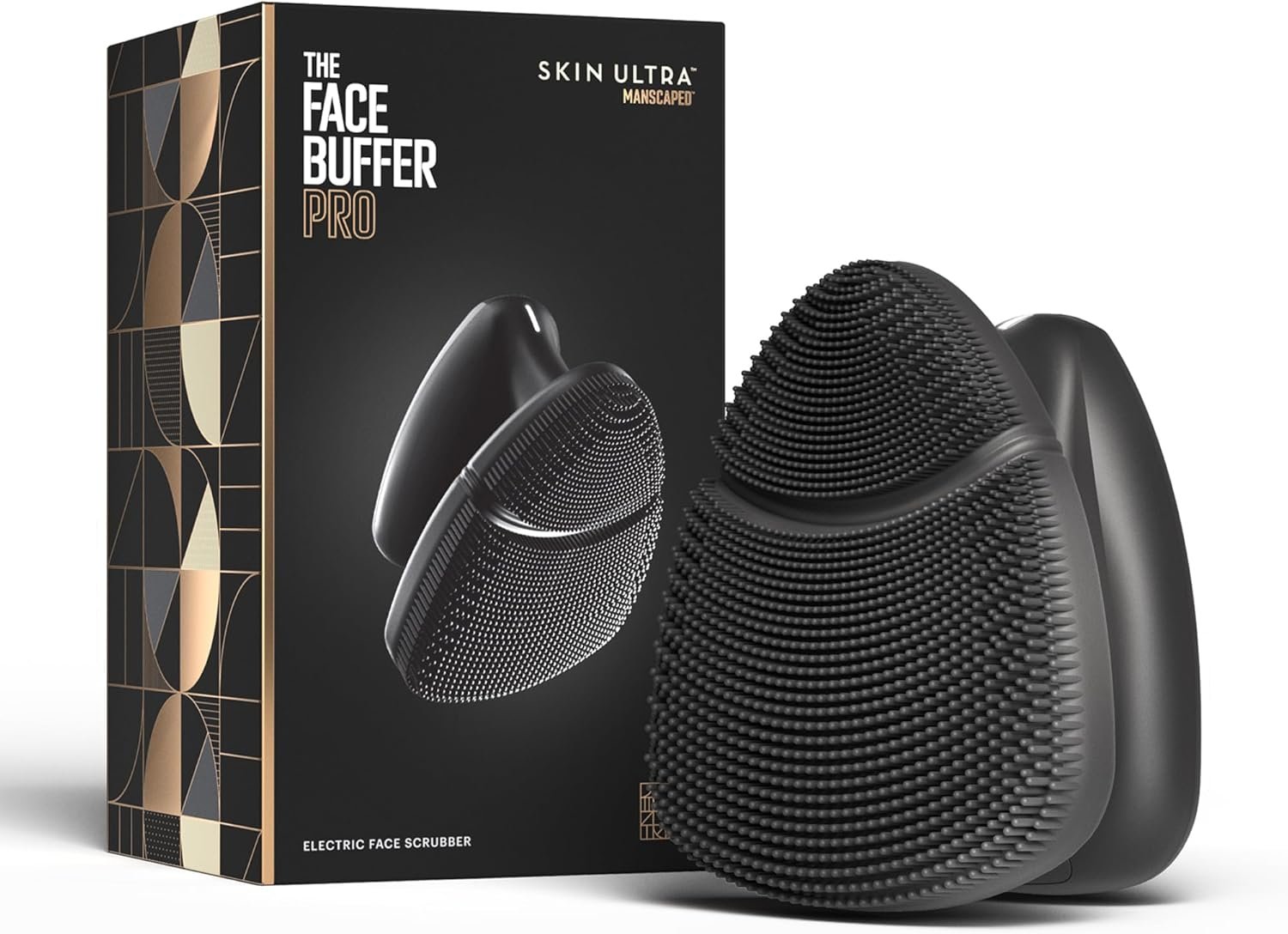 MANSCAPED® The Face Buffer PRO – Men’s Electric Silicone Face Scrubber for Nourishing, Deep Cleaning & Exfoliating Your Skin, 3 Facial Cleansing Modes & 2 Sonic Vibration Speeds, Travel Lock