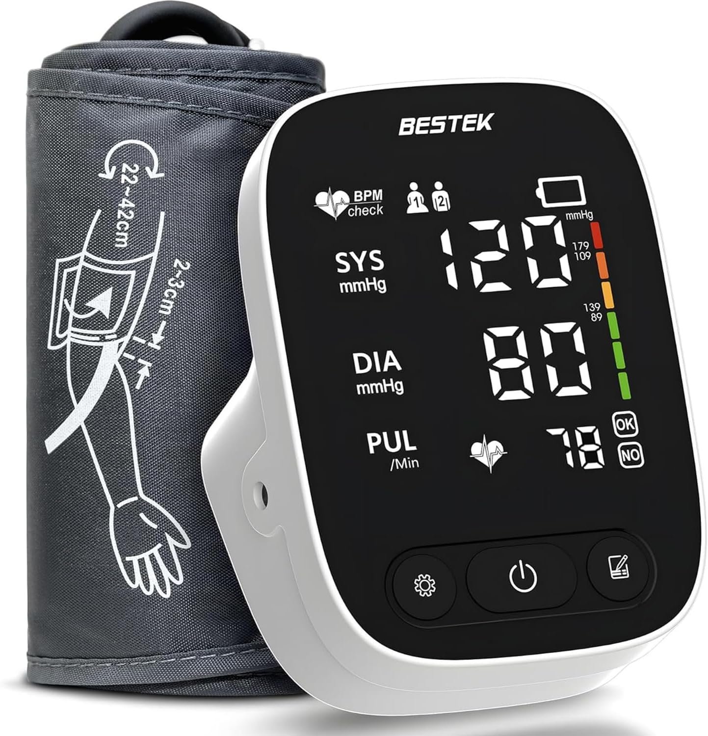 BESTEK Blood Pressure Monitor, Automatic Upper Arm BP Machine for Home Use | 9″-17″ Adjustable Cuff, Compact, Home Travel, Digital LED, Voiced Broadcast