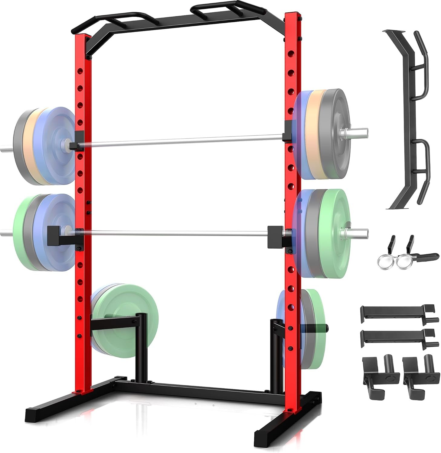 OPPSDECOR Squat Rack Power Cage for Home Gym | Squat Rack with Pull-up Bar, J-Hooks, More Training Attachment for Home Gym