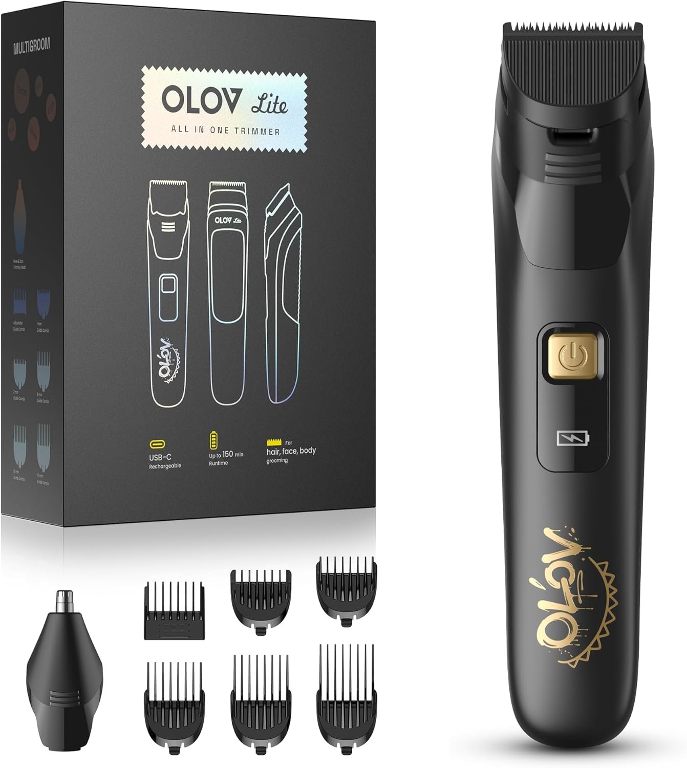 Electric Beard Trimmer for Men,Nose Hair Trimmer & Men’s Electric Razor 10-in-1 Grooming Kit Cordless Shaver Gift-Ready for Men(Black)