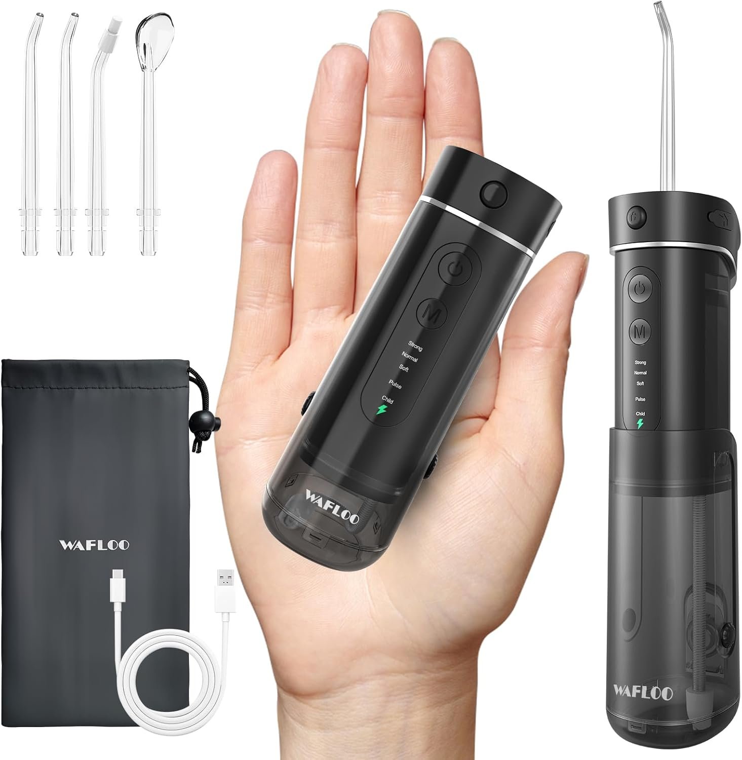 Water Flosser Travel Mini Cordless Portable: 5 Modes for Brace | Dental Floss with Wide Water Tank, 4 Tips, IPX7 Waterproof Oral Irrigator for Teeth Cleaning, Orthodontic for Home and Travel