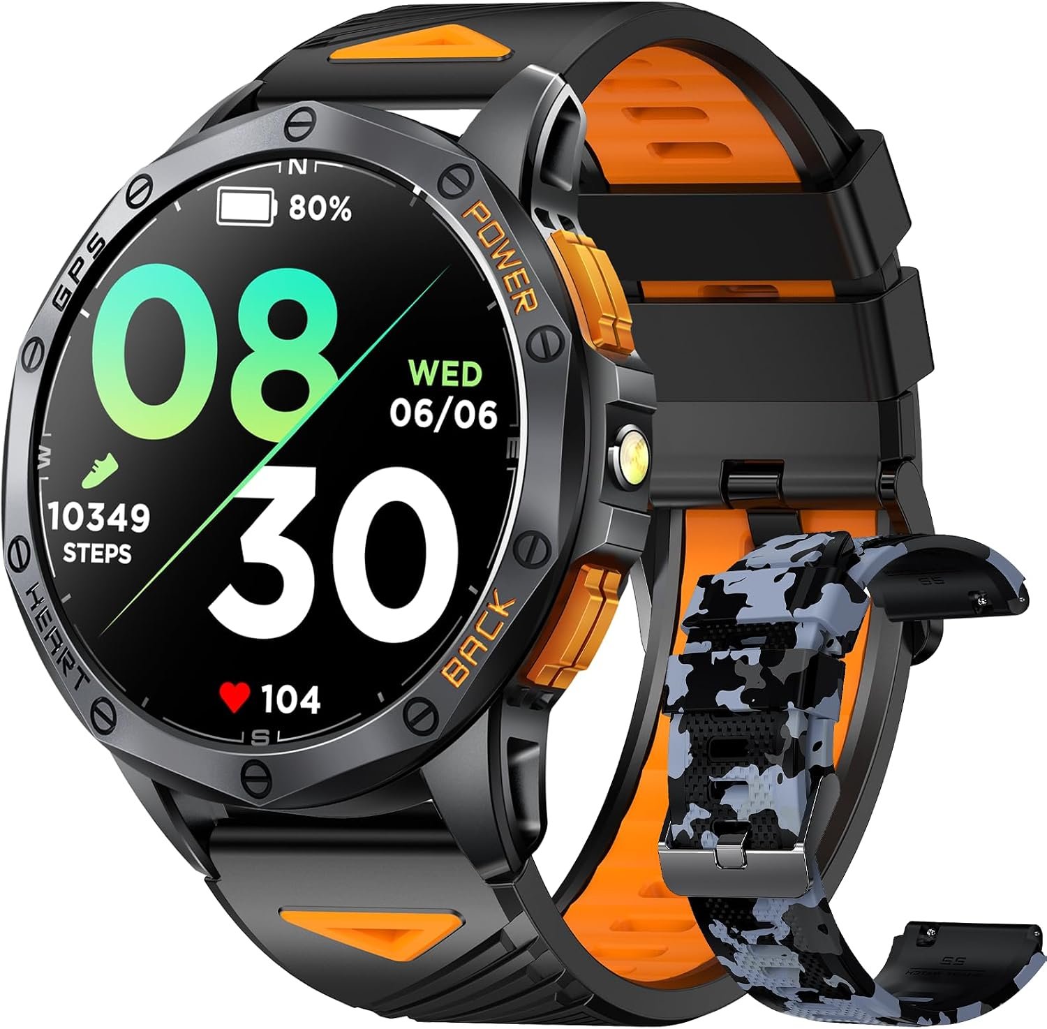 Military Smart Watch for Men, Built-in GPS, 30-day standby, 1.43″ AMOLED