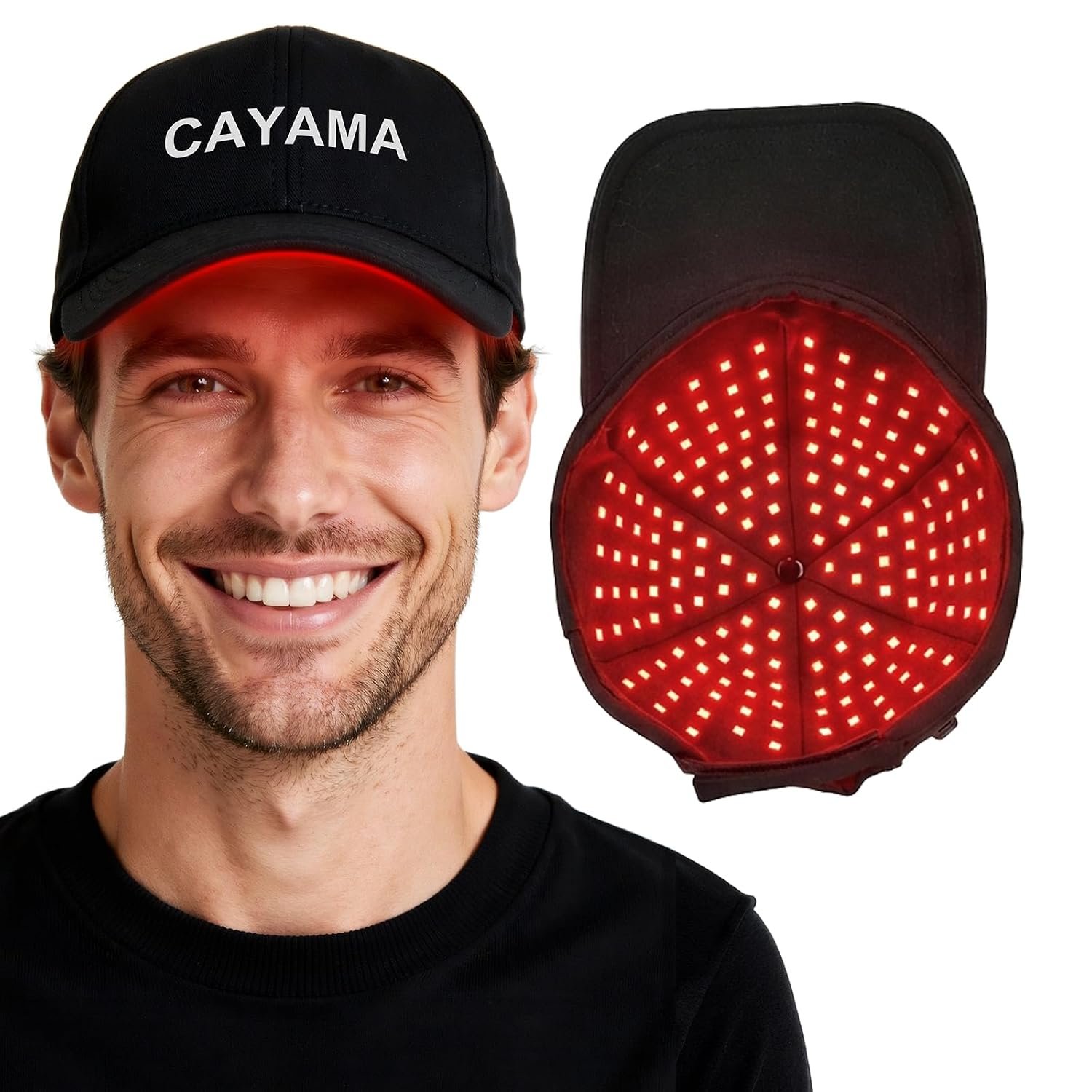 CAYAMA Red Light Hair Growth Cap for Men & Women, 528 Total Light Emitters | Cordless 5000mAh controller with 660nm red and 850nm NIR light, adjustable sessions, full-scalp coverage