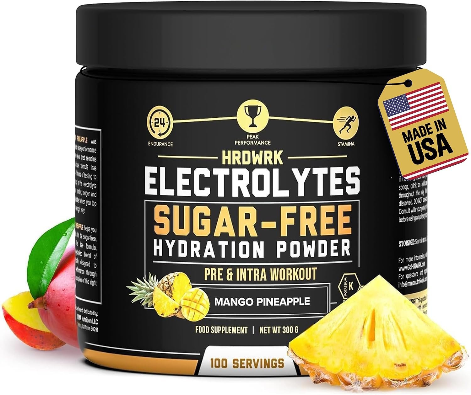 MMA Nutrition HRDWRK Electrolytes Powder with Magnesium, Potassium – Sugar Free Electrolytes Boost Endurance and Reduce Fatigue with This Electrolytes Supplement – Maximum Hydration – Keto Friendly