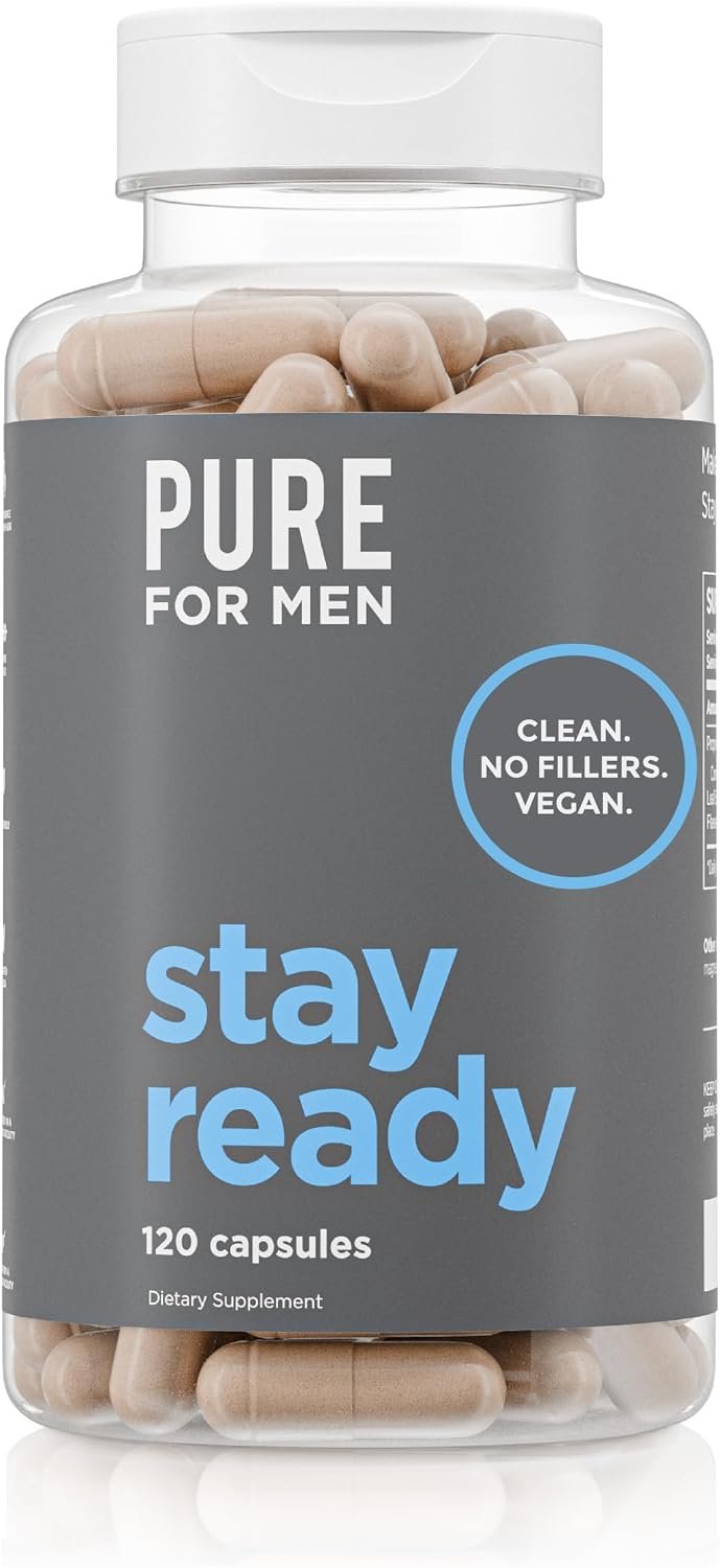 Pure for Men Stay Ready Fiber Supplement Psyllium Husk (120 Vegan Capsules)