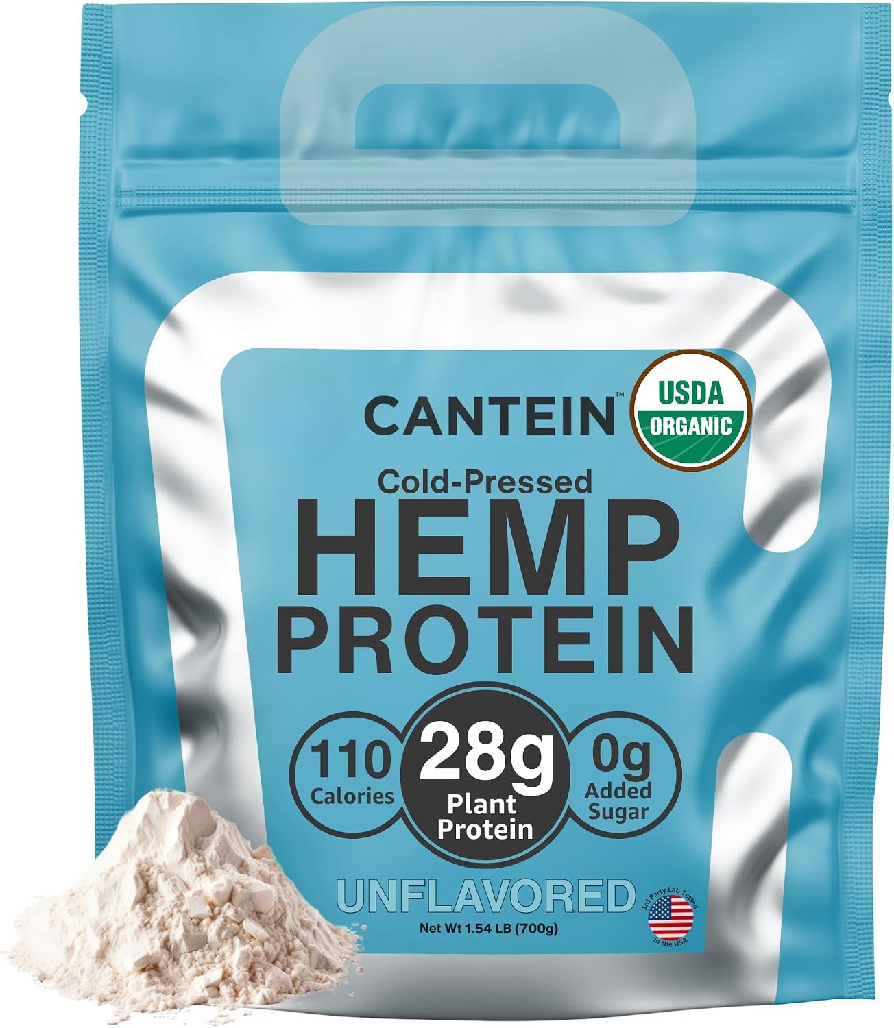 Organic Hemp Protein Powder, Vegan Plant Based, Unflavored, 700g