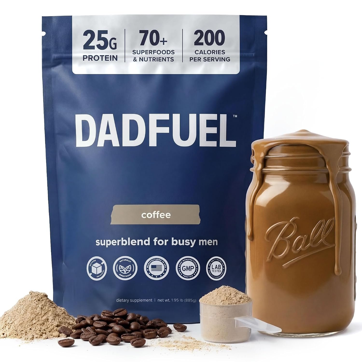All-in-One Meal Replacement Shake for Men | 25g Whey Protein Isolate + 70+ Superfoods & Nutrients | Non-GMO, Gluten-Free, No Added Sugar | Smooth Taste, Easy Mix | 15 Servings