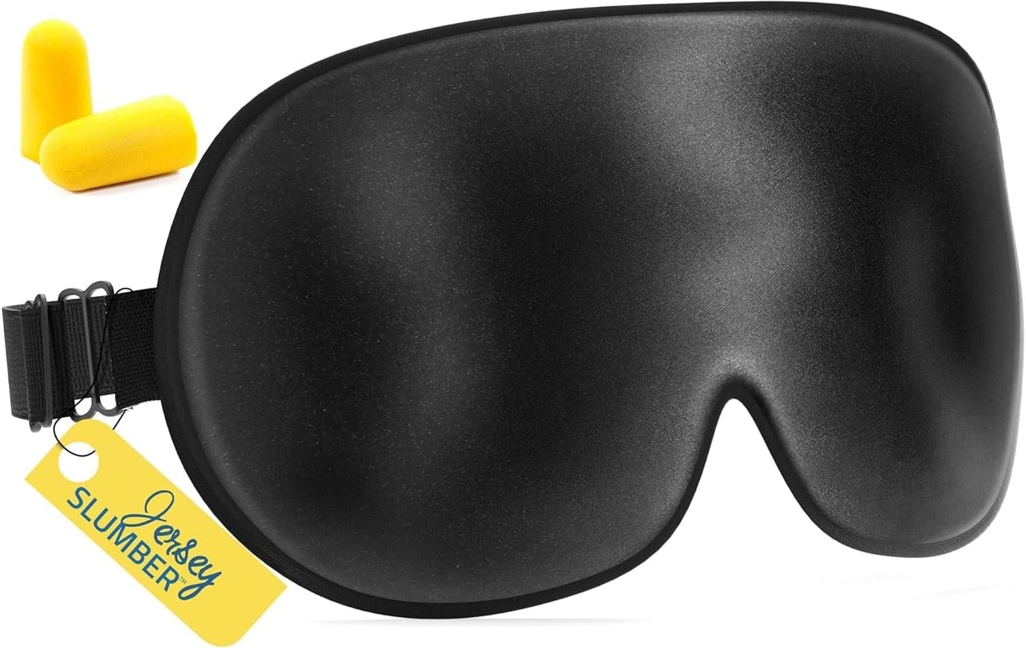 100% Silk Sleep Mask for Women Men Side Sleeper – Light Blocking Eye Mask for Sleeping, Zero Pressure Soft Blindfold, Adjustable Strap, Silk Eye Cover for Travel Nap – Black