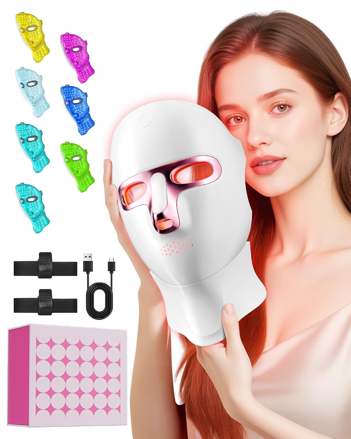 Red Light Therapy for Face- LED Light Therapy Mask Skin Care Mask,Cordless LED Face Mask face & Neck Red & Infrared Lights Masks Wavelength,USB C Rechargeable for Home Use Working Travel Yoga | Cordless LED Face Mask face & Neck Red & Infrared Lights Masks Wavelength,USB C Rechargeable for Home Use Working Travel Yoga