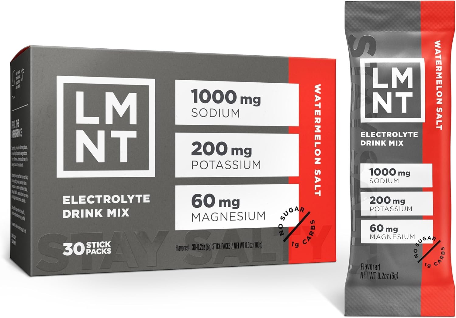 LMNT Zero Sugar Electrolytes – Watermelon Salt | Drink Mix | 30-Count