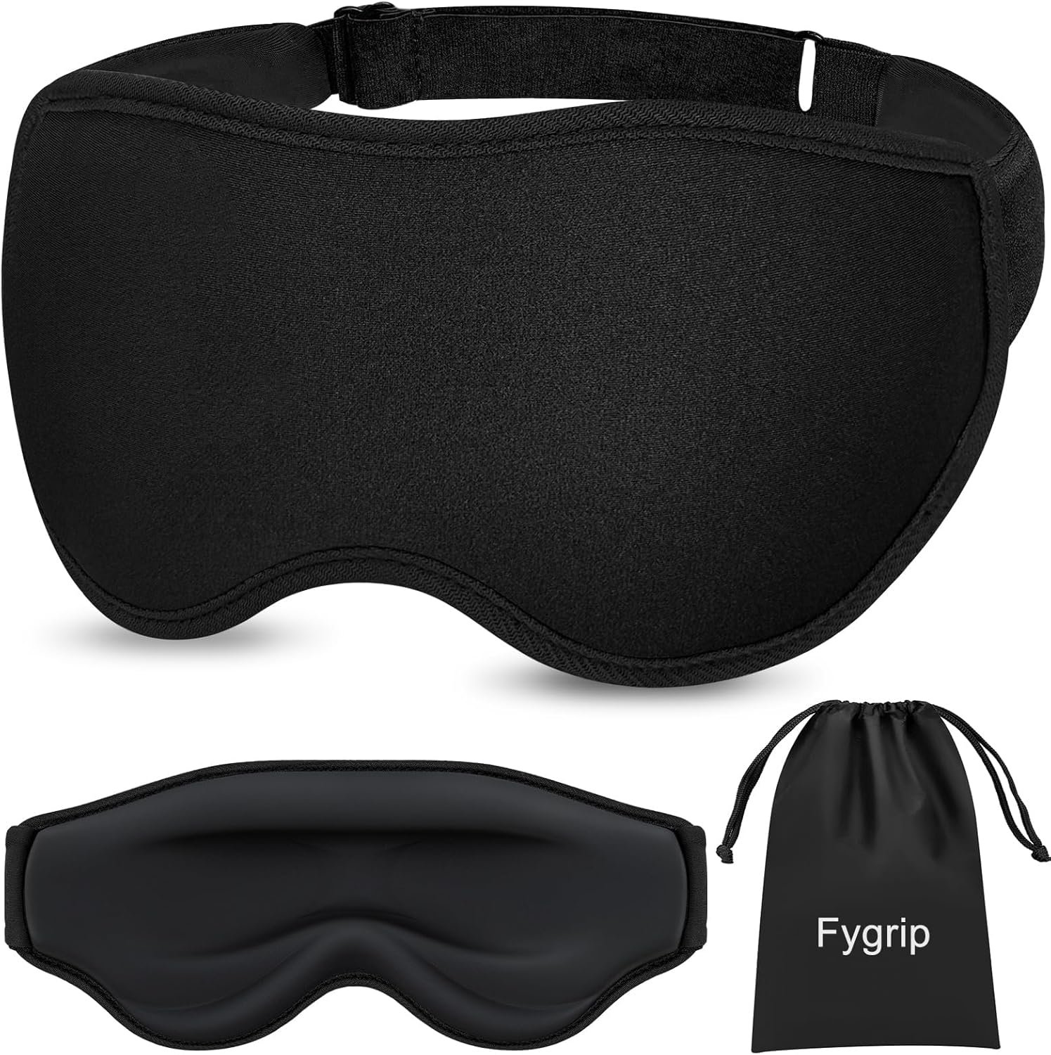 3D Eye Mask Sleep Mask for Men & Women, Black | 100% Pressure-Free & Light Block-Out Eye Mask for Sleep with Easy Adjustable Strap, Night Eye Cover for Travel